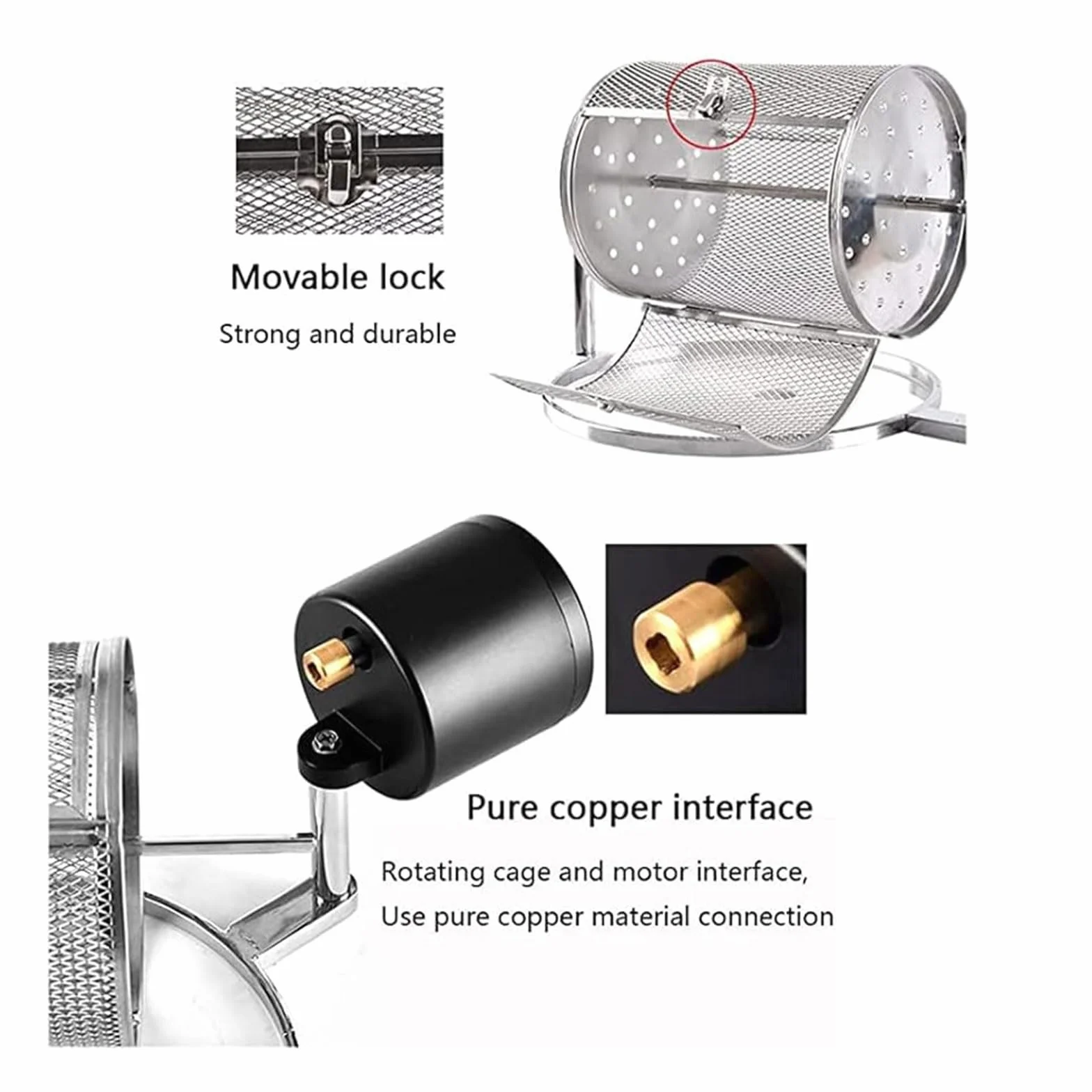 PEIXEN Tostador de café automático 800 g Capacidad Tambor eléctrico Acero Inoxidable