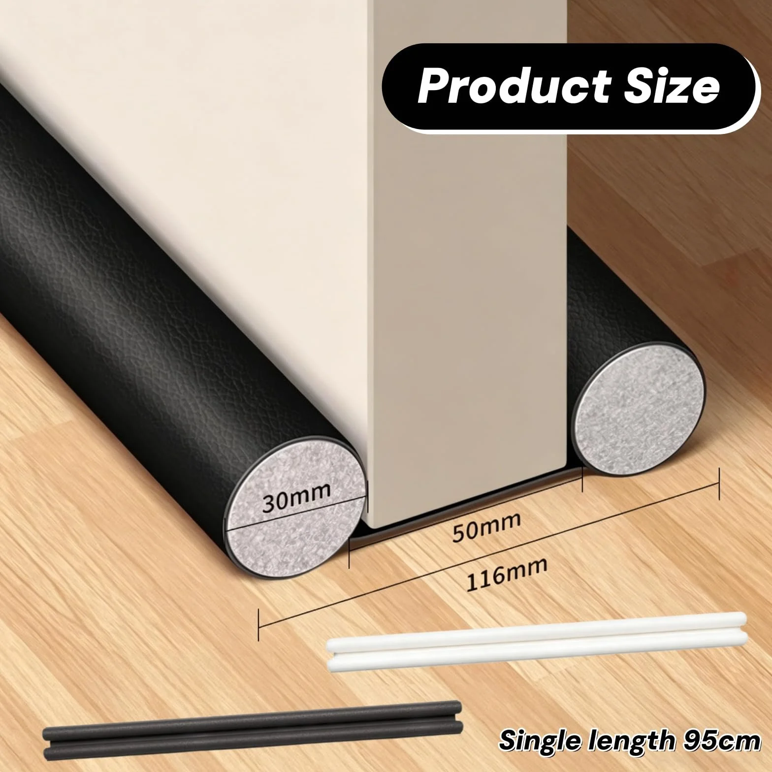 Tokaneit burlete para puertas de cuero 95 cm, sellado doble cara, protección acústica, repelente polvo insectos