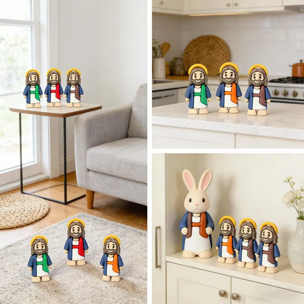 Mini figuras de Jesús a granel, estatuas de TinyJesus para huevos de Pascua, muñeca religiosa de bolsillo