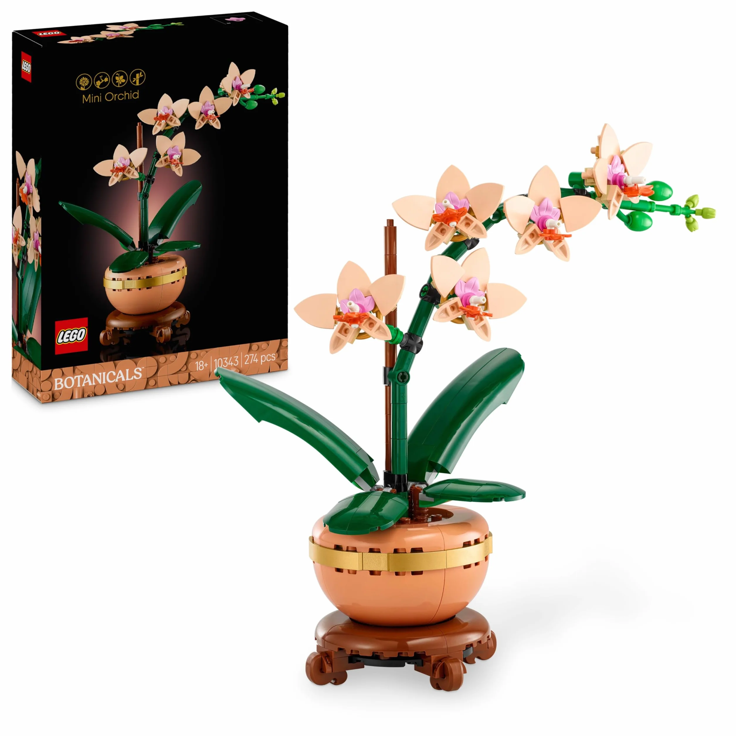 LEGO Botanicals Miniorquídea 10343 Maqueta para Construir Adultos Orquídea Flor Planta Artificial Decoración Hogar