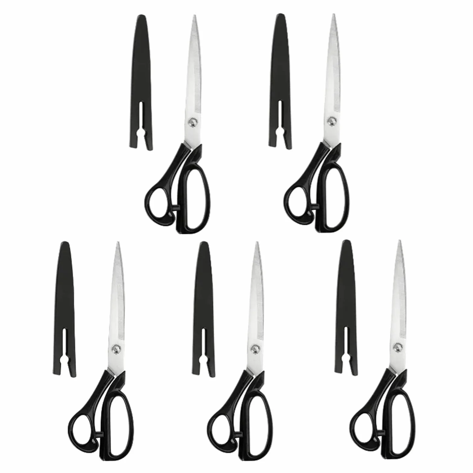 Tijeras de sastre acero inoxidable 10 pulgadas for corte tela cuero, artesanía costura profesional, accesorio herramienta fabricación ropa DIY(Black-5Pcs)
