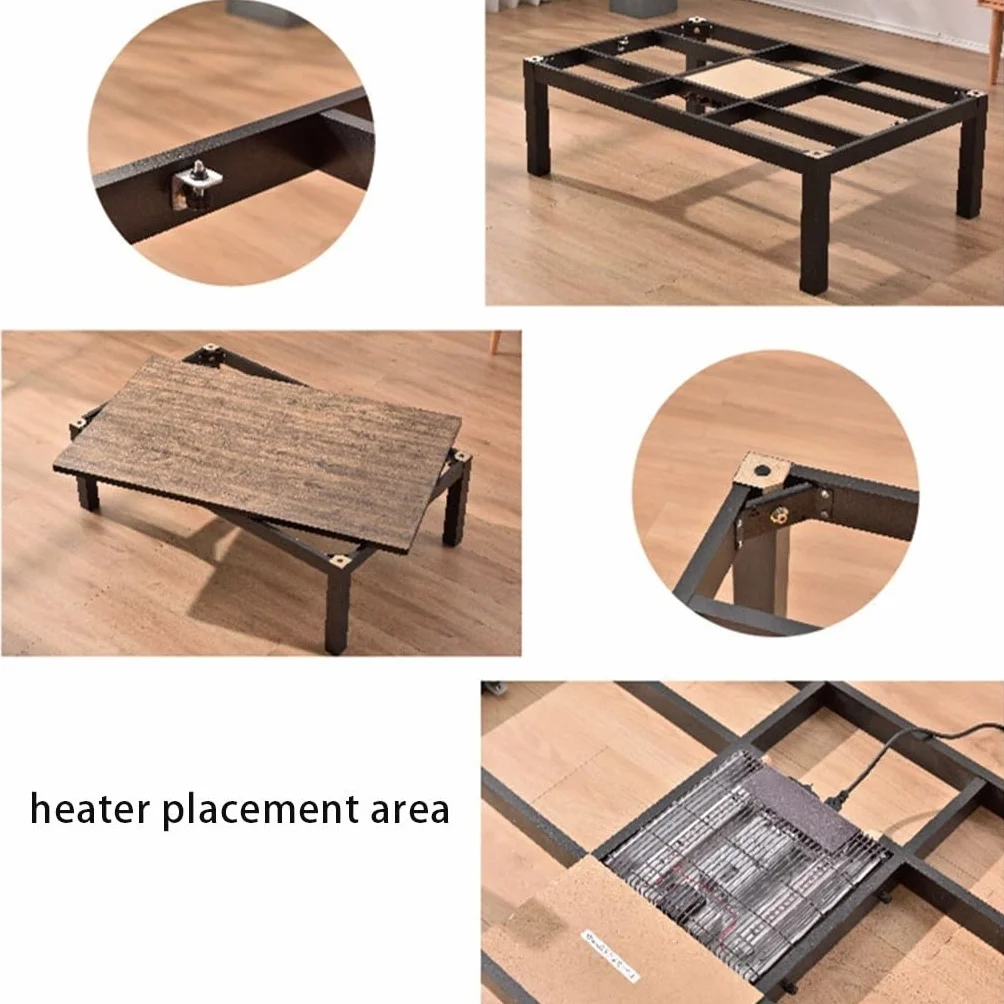 Mesa Kotatsu Kotatsu Edredón con Patrón A Cuadros Juego De 4 Piezas Mesa Kotatsu Calefactora Juego De Mesa Kotatsu De Estilo Japonés Mesa De Centro De Sala De Estar (Color : Azul, S : 75 * 75 * 38CM)