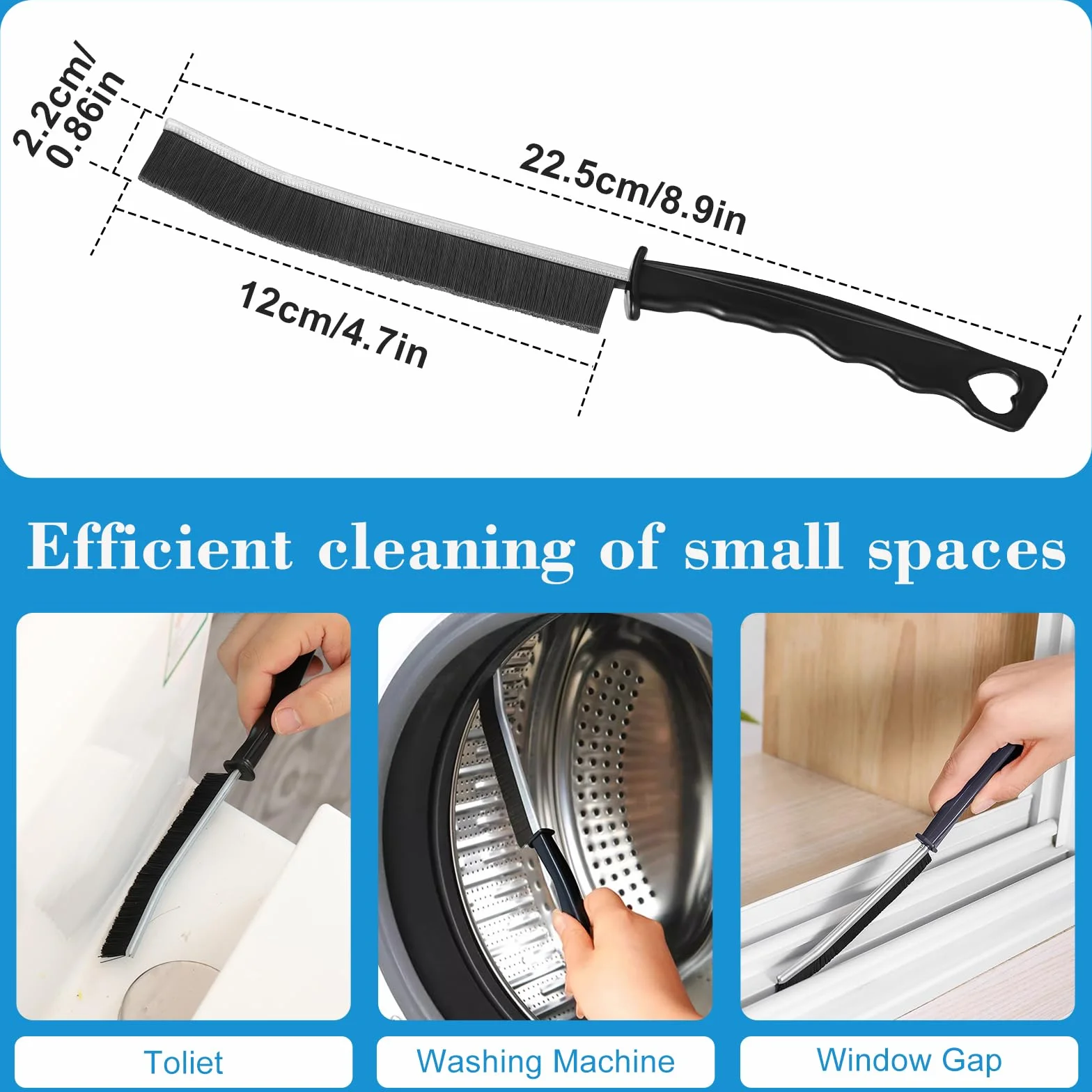 4 Cepillos Multifuncionales de Limpieza, Cerdas Duras para Huecos y Tuberías, Ideal para Baño, Cocina y Ventanas