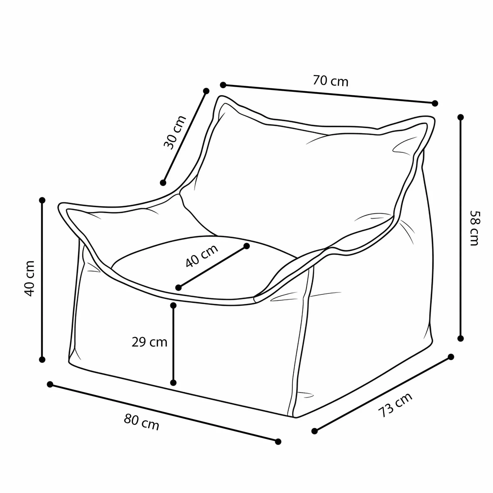 MISIOO Roya Cord - Sillón infantil para habitación de los niños, puf suave, sillón de suelo, de pana premium, Öko-Tex, 80 x 73 x 58 cm