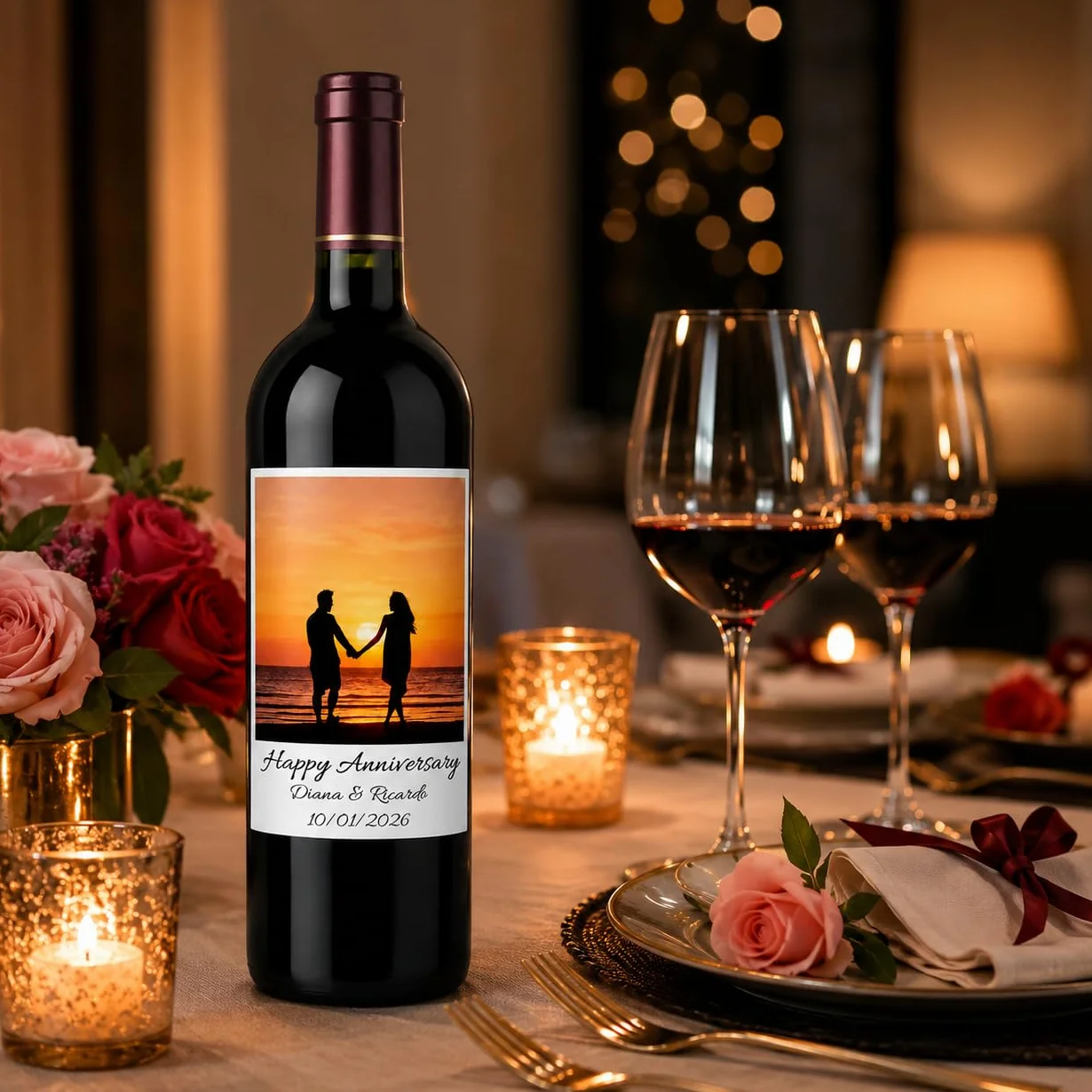Etiquetas impermeables personalizadas para botellas de vino, resistentes al desgarro, imprimibles