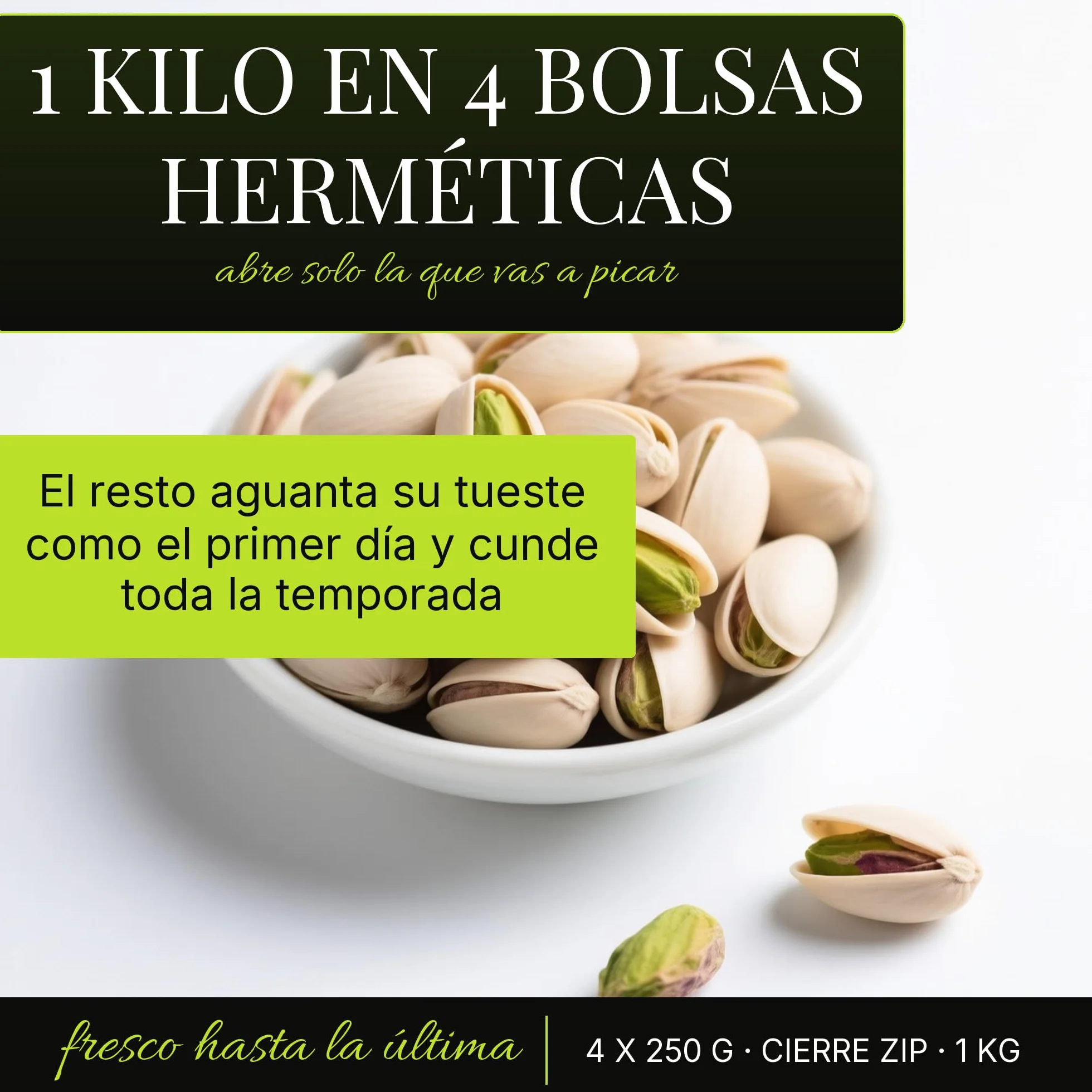 Pistachos Tostados Sin Sal Españoles Con Cáscara 4x250g Snack Saludable