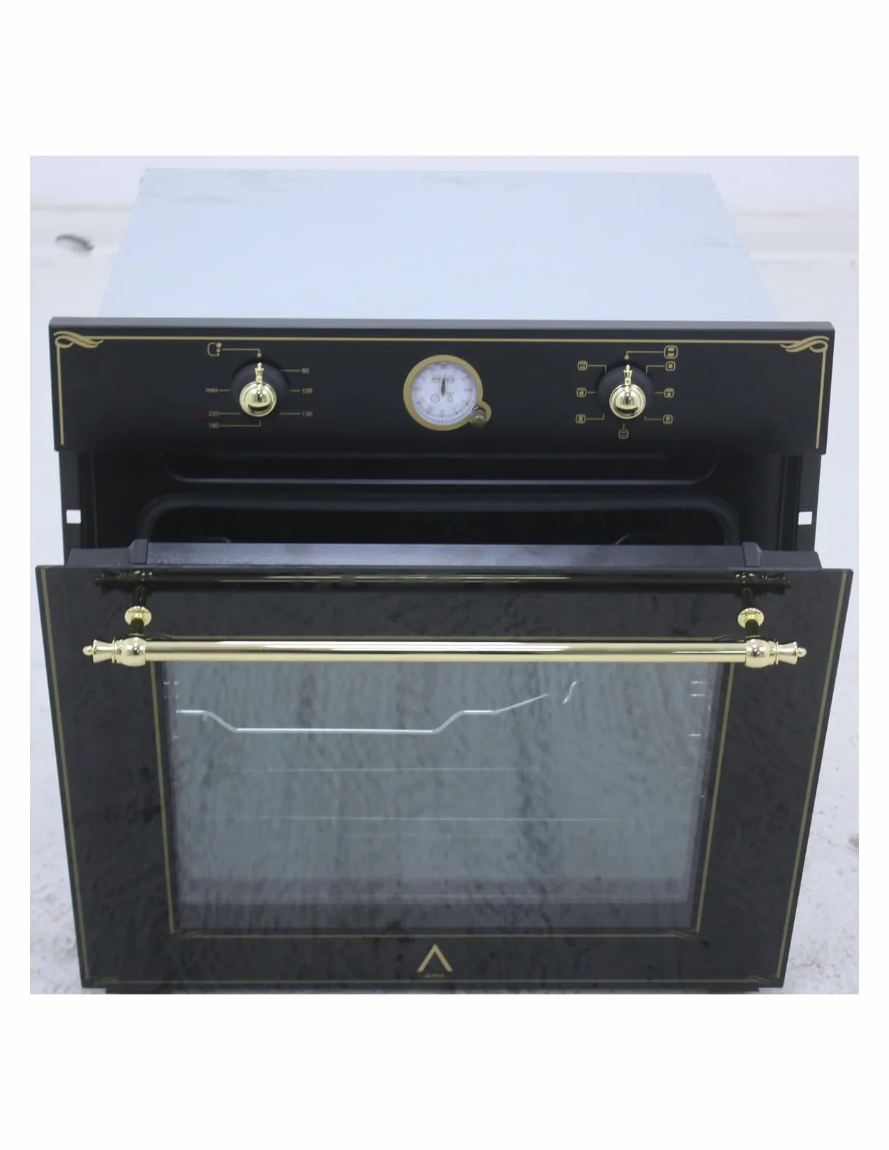 ALPHA Horno Eléctrico NEPTUNO GOLD Rústico Dorado. Triple Cristal, Guías Telescópicas, Rustidor y Ventilador **Alta Gama**