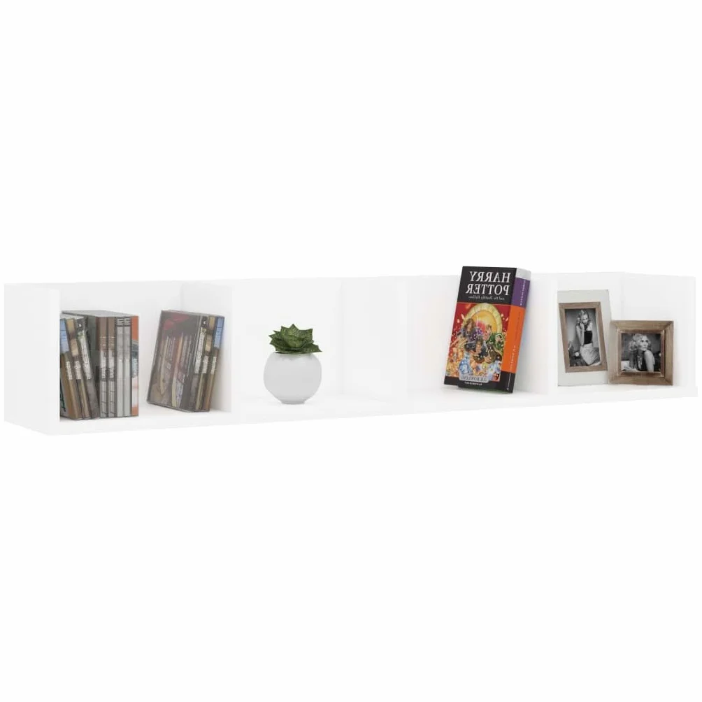 vidaXL Estante de Pared para CD Balda Colgante Expositora Estantería Montado para Libros Decoración Almacenamiento Contrachapada Blanco 100x18x18cm
