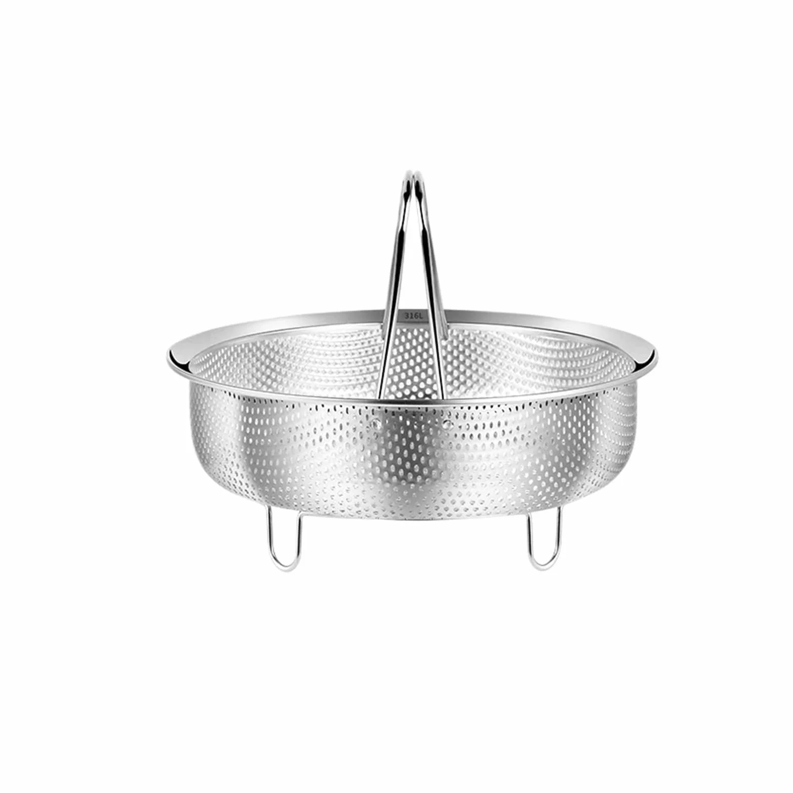Cesta de vapor de acero inoxidable con mango de silicona for olla a presión arrocera, rejilla de vapor, escurridor, utensilios de cocina para la cocina doméstica diaria(22cm)