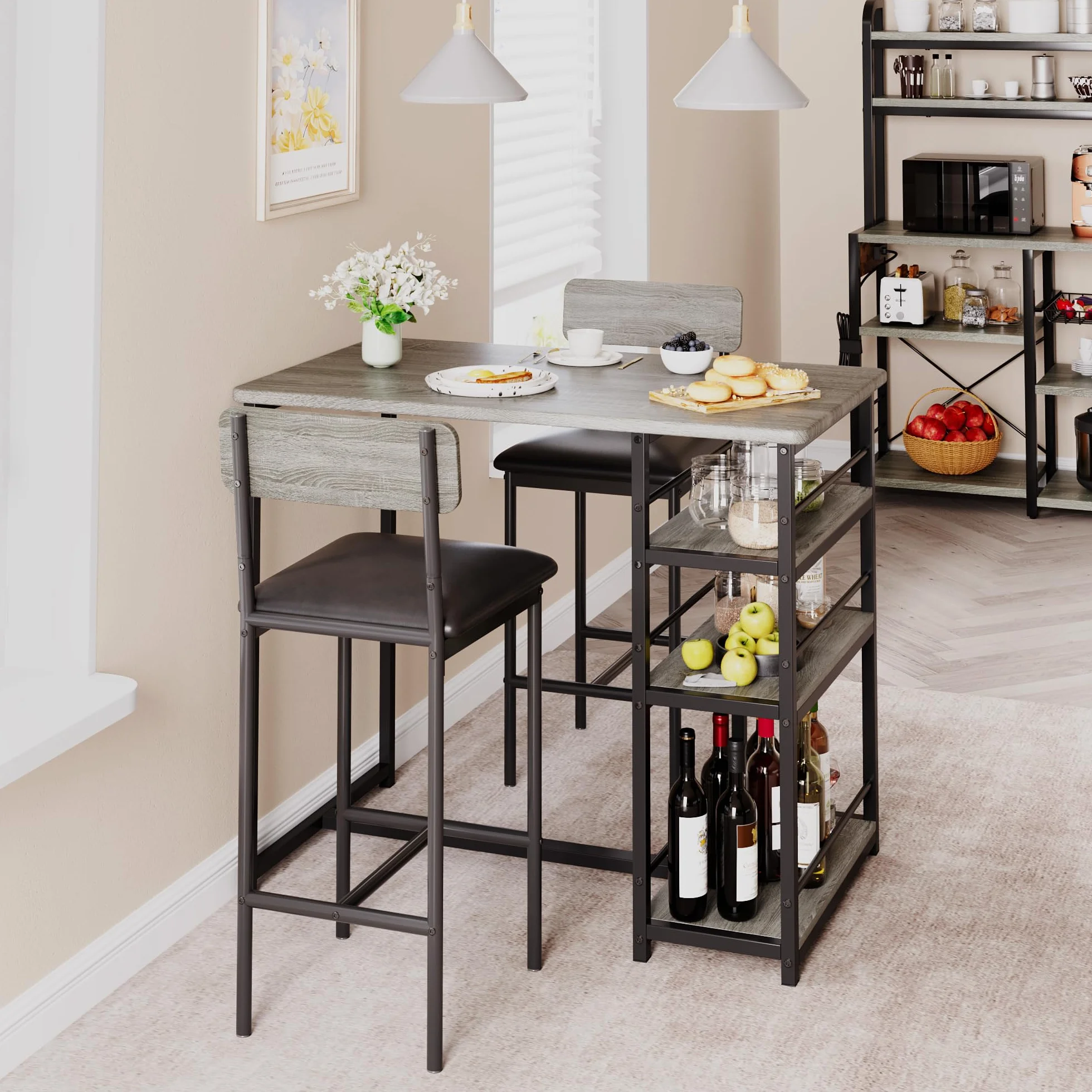 1 Caja de Muebles de Salón, Mesa de Bar con Taburetes de Diseño Elegante y Duradero, Espacios Modernos y Acogedores, Ideal para Uso en Hogar y Negocios