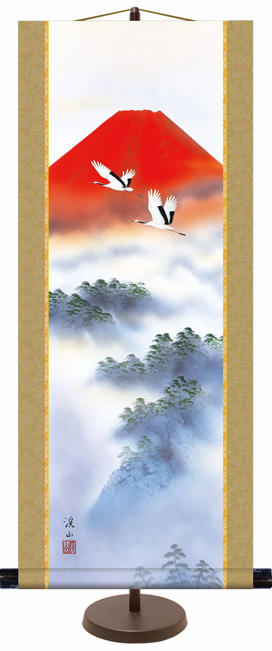 Kakejiku AKAFUJI SOUKAKU - Cuadro enrollable (75 x 31 cm), color rojo