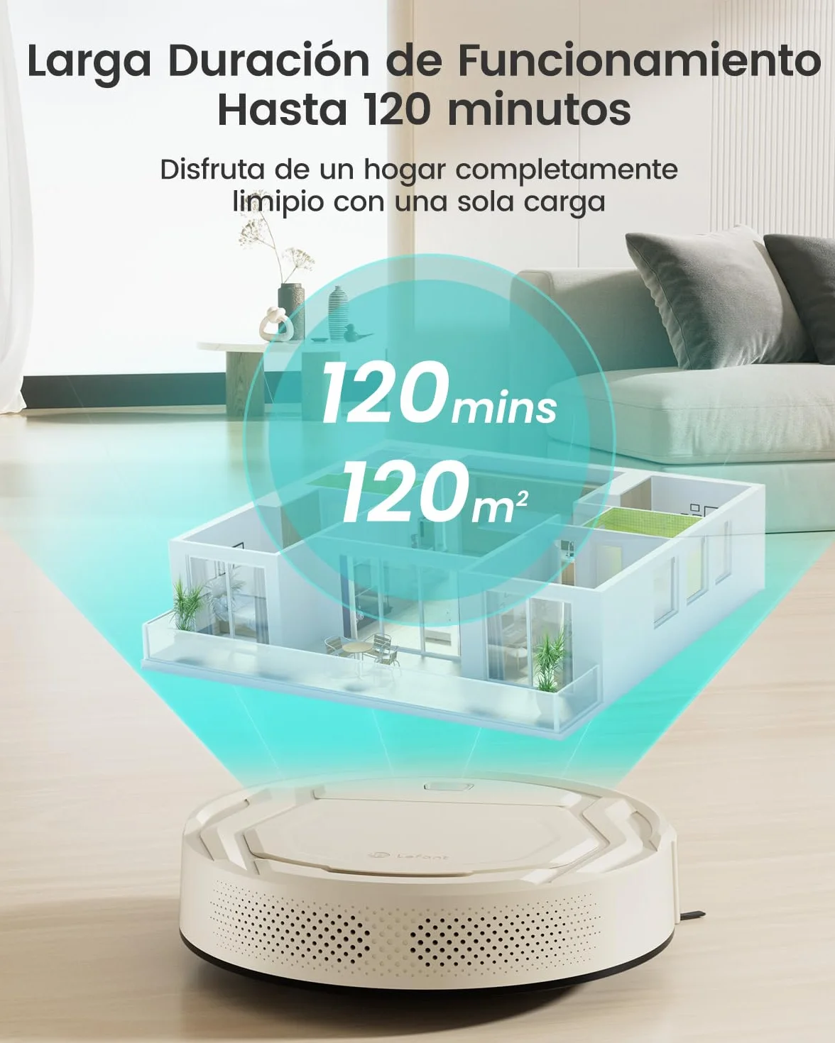 Lefant Robot Aspirador 2200 Pa,120 Min Autonomía, Aspirador Robot 6 Modos de Limpieza, Evitar Enredos, Delgada, Silenciosa, WiFi/Alexa/App, Ideal para Pelo de Mascotas, Suelo Duro, M210 Pro Champán