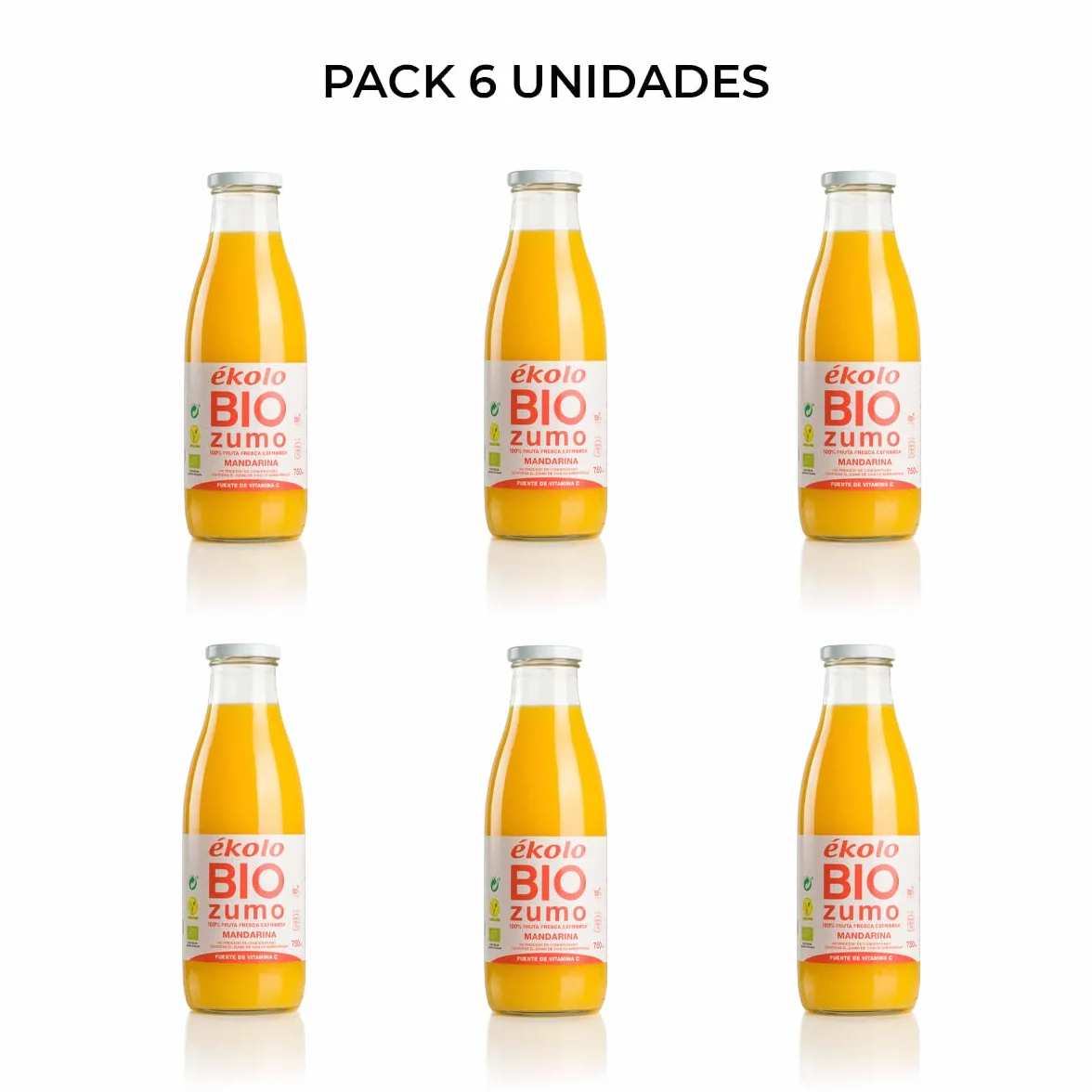 Ekolo Zumo de Mandarina Ecológico 100% Exprimido 6 x 750 ml