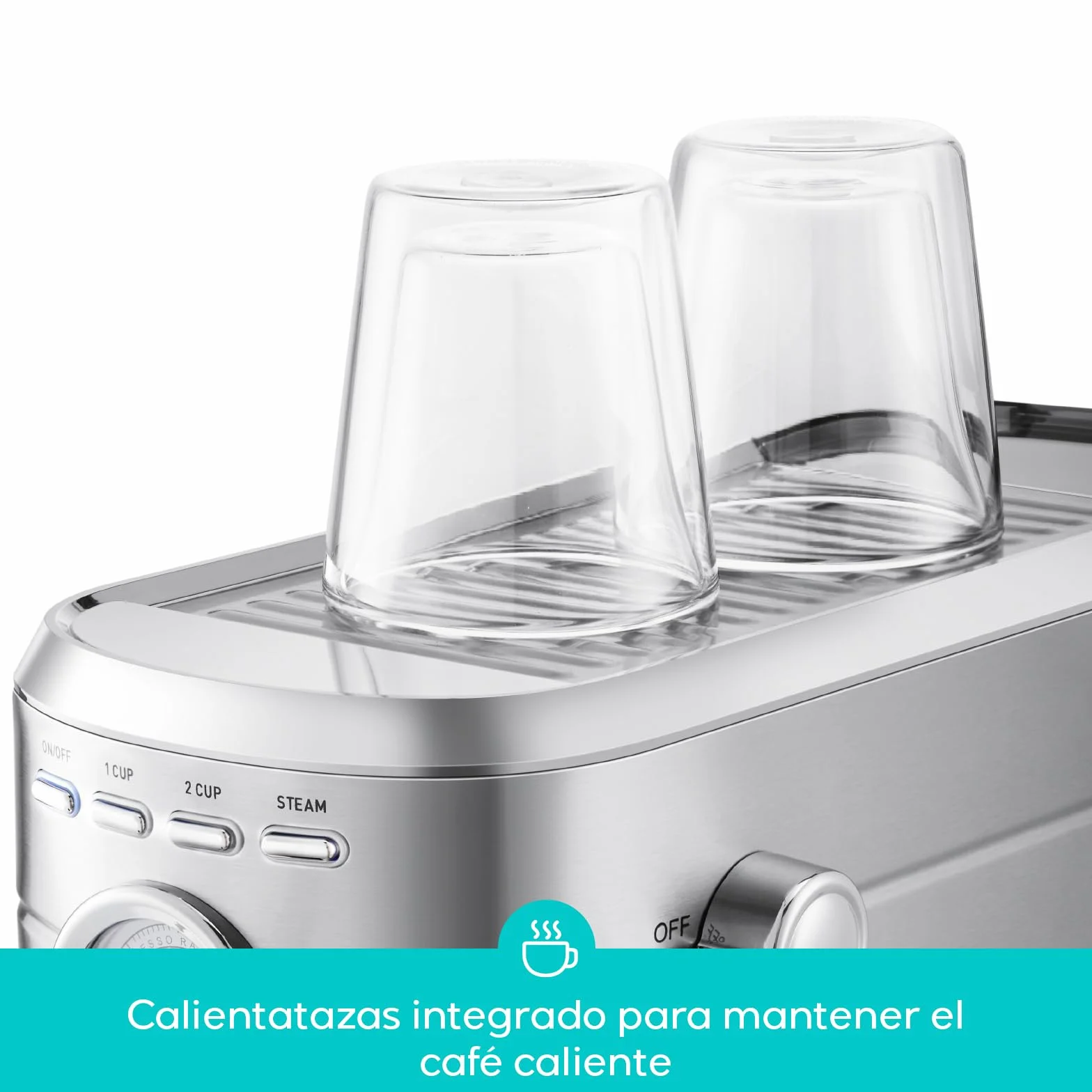 CASABREWS Cafetera Expresso y Capuccino, 20 Bares Café Expreso Manual con Manómetro, Barista Cafetera Cafe Molido, Depósito Extraíble de 1L, Portafiltros con Doble Salida y 2 Filtros, 1350W, Inox