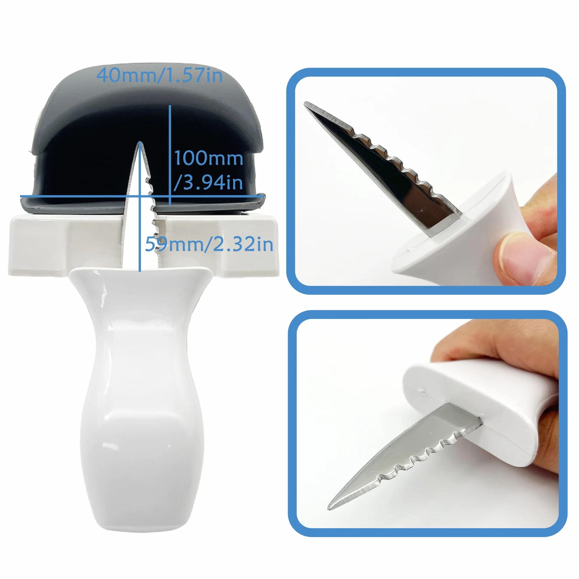 Cuchillo para ostras Kit de apertura de ostras kit de desmontaje de ostras Abridor de Ostras con soporte para ostras Para conchas o quesos duros (Gris, 2 piezas-Material silicona)