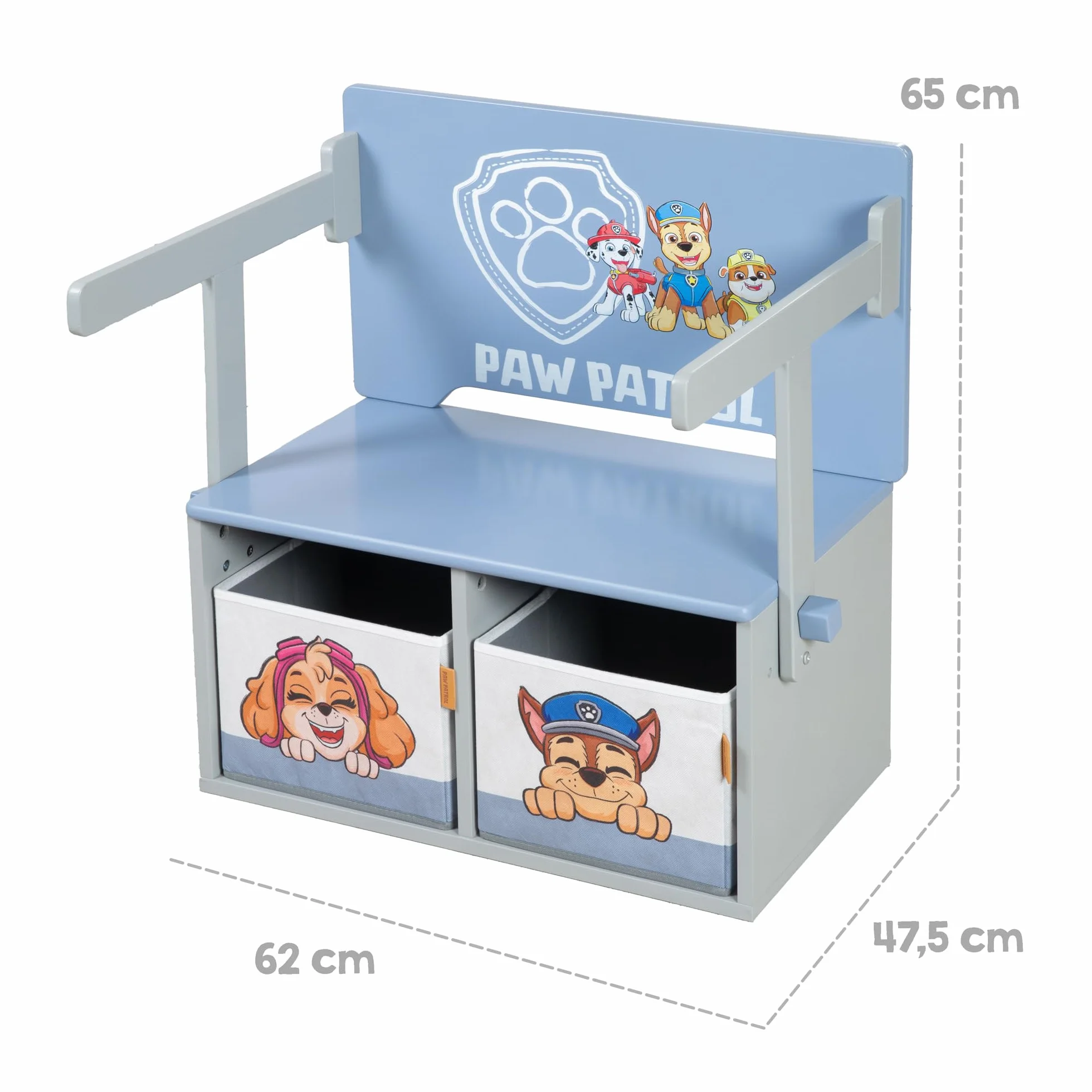 Banco Plegable Paw Patrol Convertible en Mesa Infantil Madera Gris/Azul 18 Meses + 2 Cajas