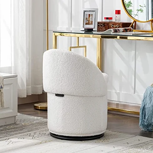 Silla giratoria otomana de tocador – Taburete tapizado 360° para maquillaje y dormitorio