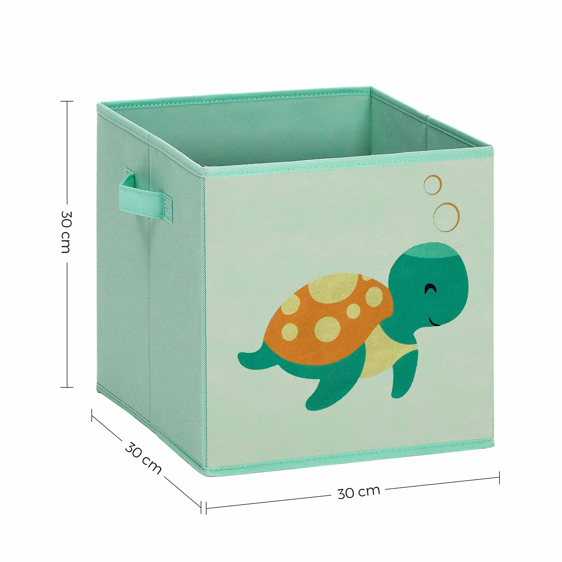SONGMICS Caja organizadora de tela para juguetes, juego de 3, plegable con asas, 30x30x30 cm, azul verde rosa