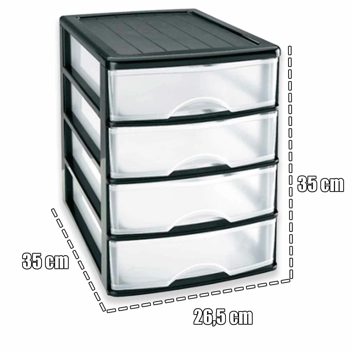 AC - Cajonera de Almacenamiento Sobremesa con 4 cajones, Torre de Almacenamiento Multiusos para Oficina, hogar, Escuela - 35 x 27 x 35,5 cm - Color Negro - Modelo Aleatorio