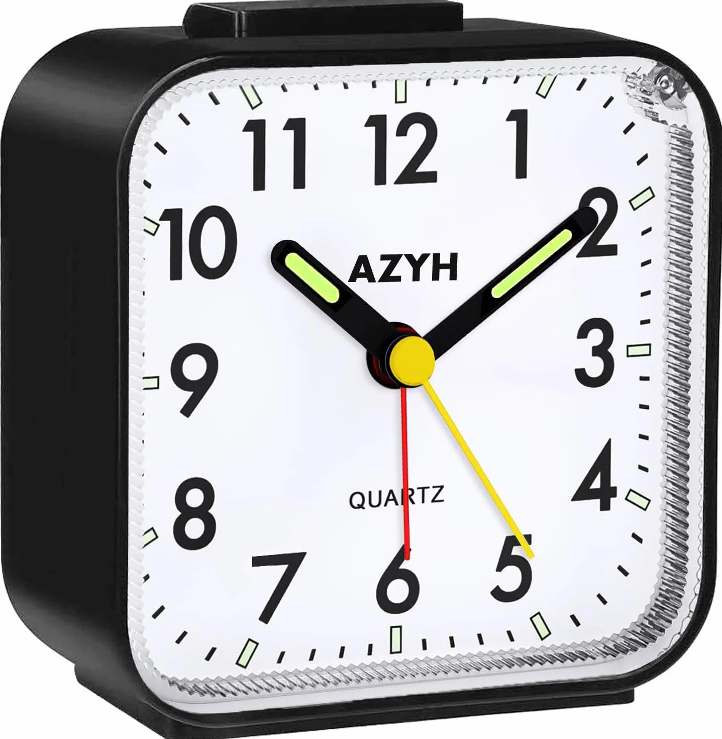 Azyh Despertador Analógico Sin Tictac Con Luz, Funciona Con Pilas, Alarma Fuerte, Función de Repetición, Silencioso, Luminoso, Portátil y Pequeño