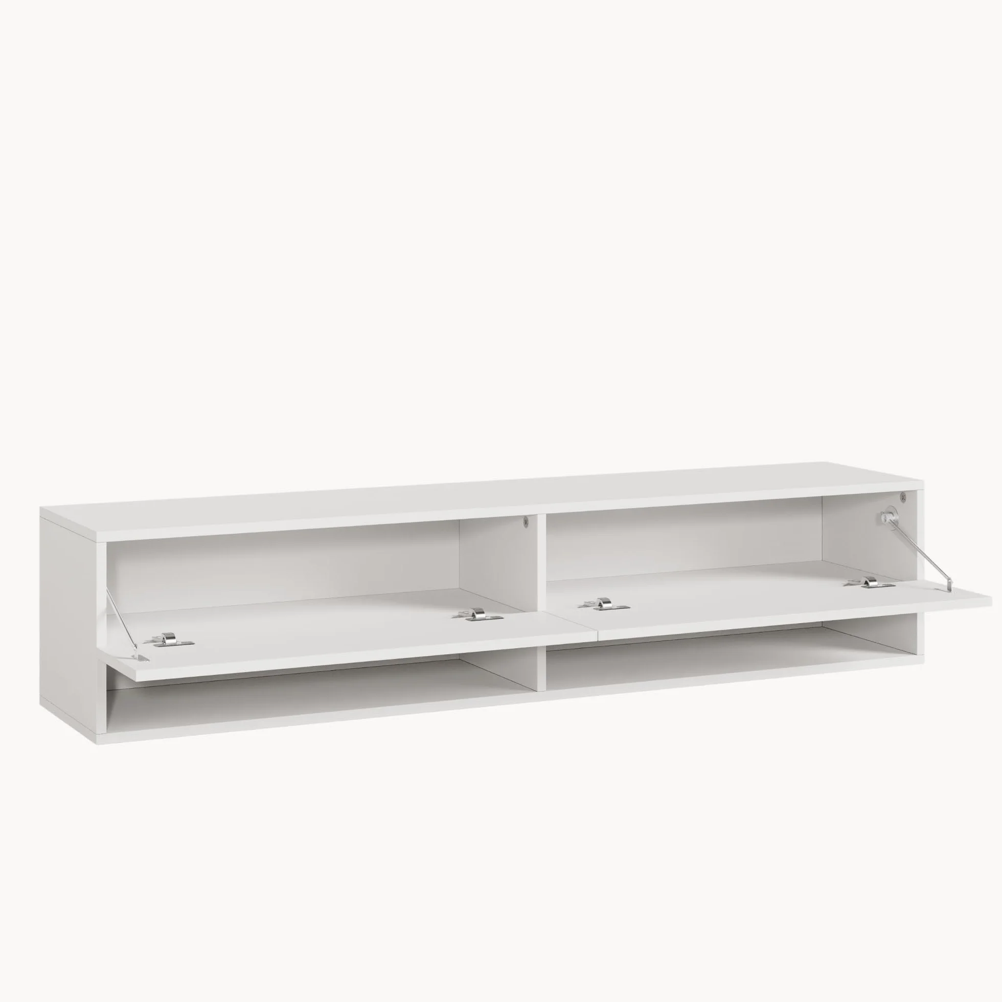 [en.casa] Armario de Pared Halmstad Mueble de TV de Pared 140 x 31 x 30 cm Mesa de Centro Flotante con Compartimentos y 2 Puertas Consola de Pared Blanco