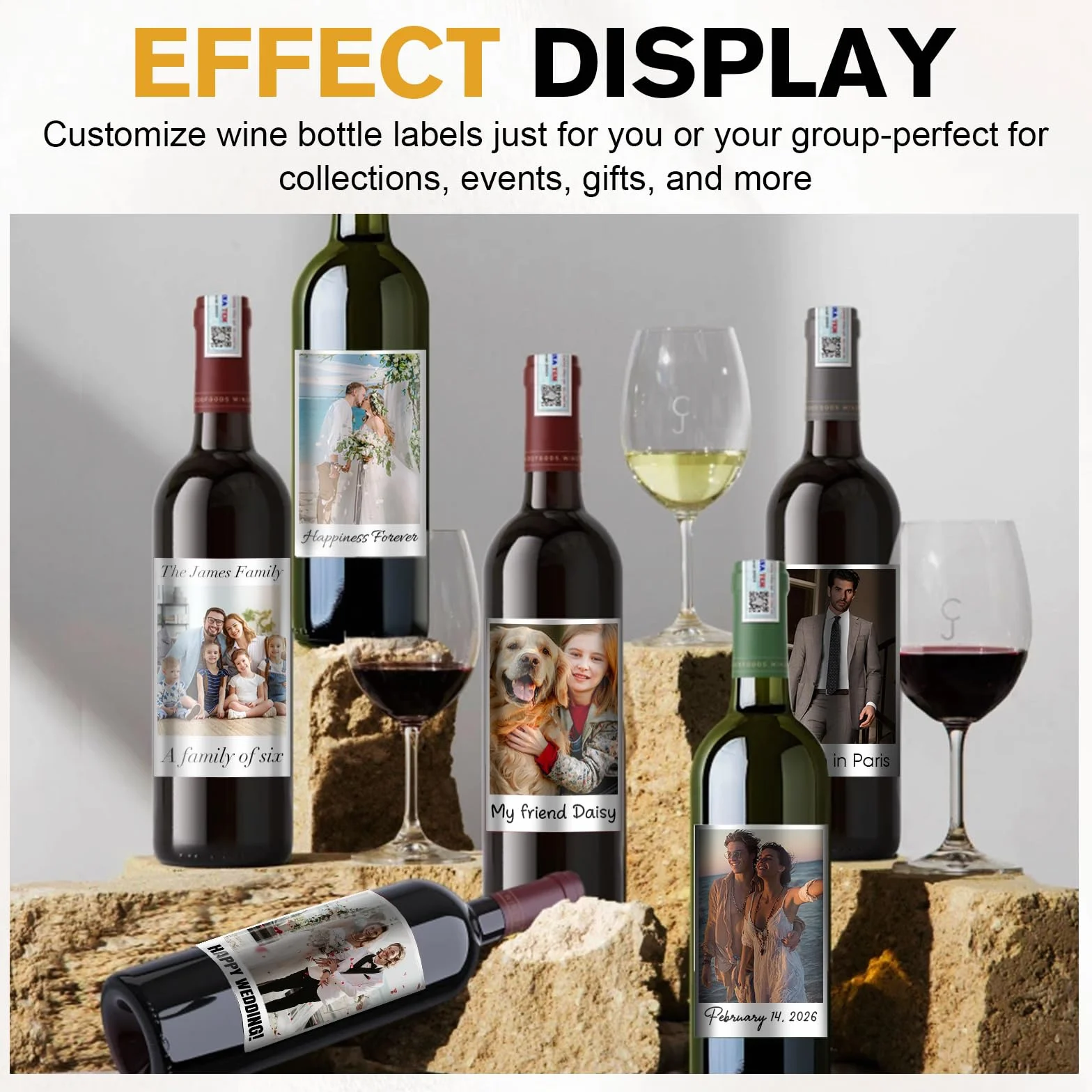 Etiquetas personalizadas para vino, pegatinas de vinilo impermeable pack 16 unidades