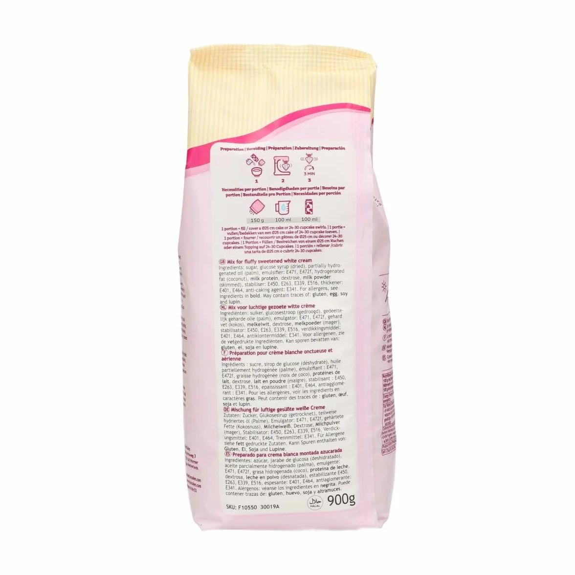 FunCakes Preparado Crema Blanca Encantada 900 g para Rellenar y Cubrir Pasteles
