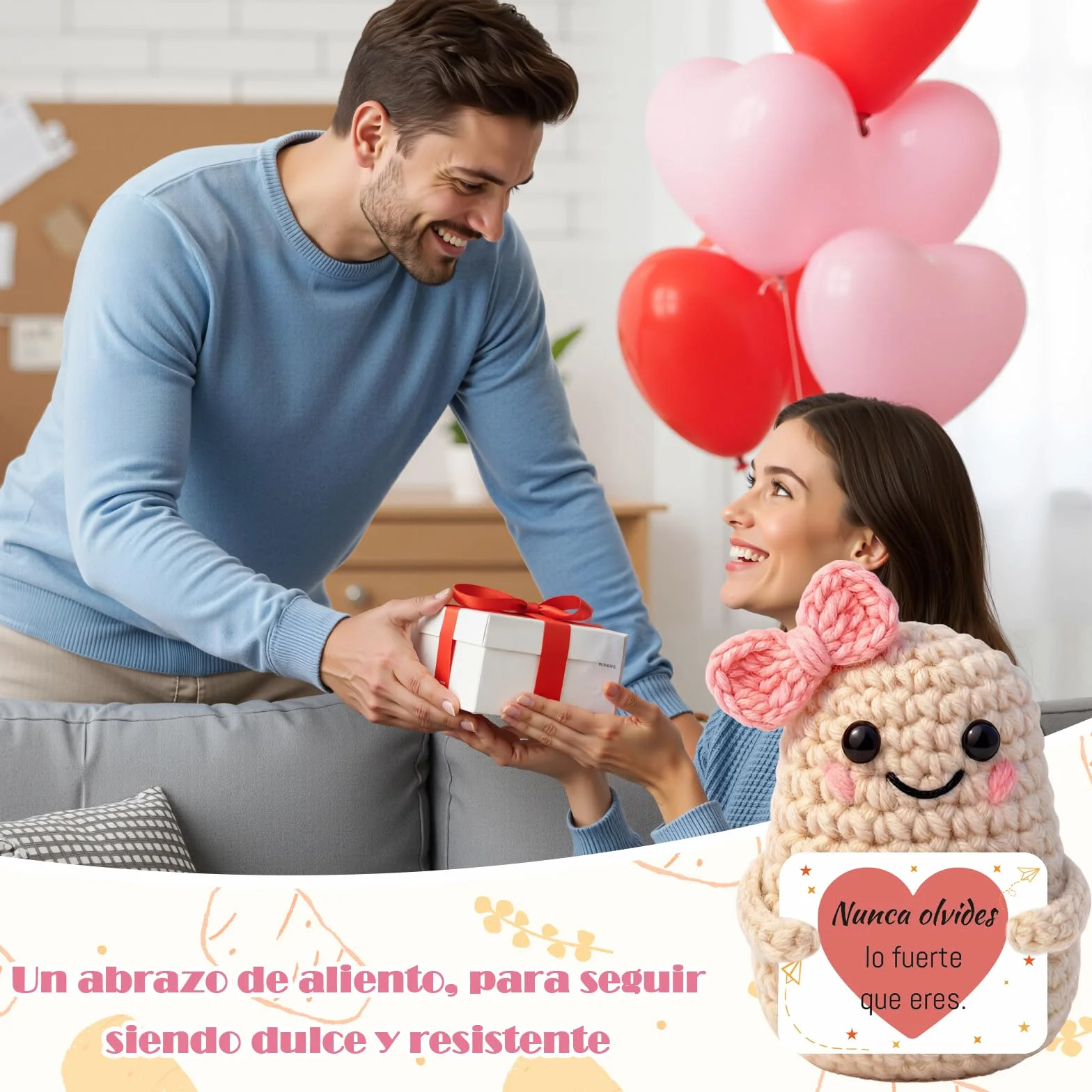 Muñeco de Patata con Energía Positiva – Amuleto de la Suerte Hecho a Mano con Tarjeta Motivadora | Regalo Original para Mujer: Madre, Amiga, Hermana, Novia o Compañera (Patata)