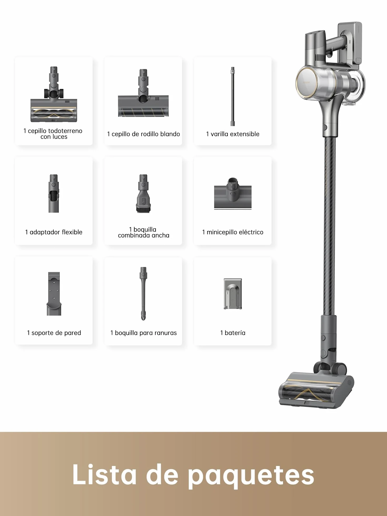 DREAME R20 Aspirador inalámbrico 22000 Pa 190 AW 90 min Pantalla LED Detección de Suciedad Antienredos