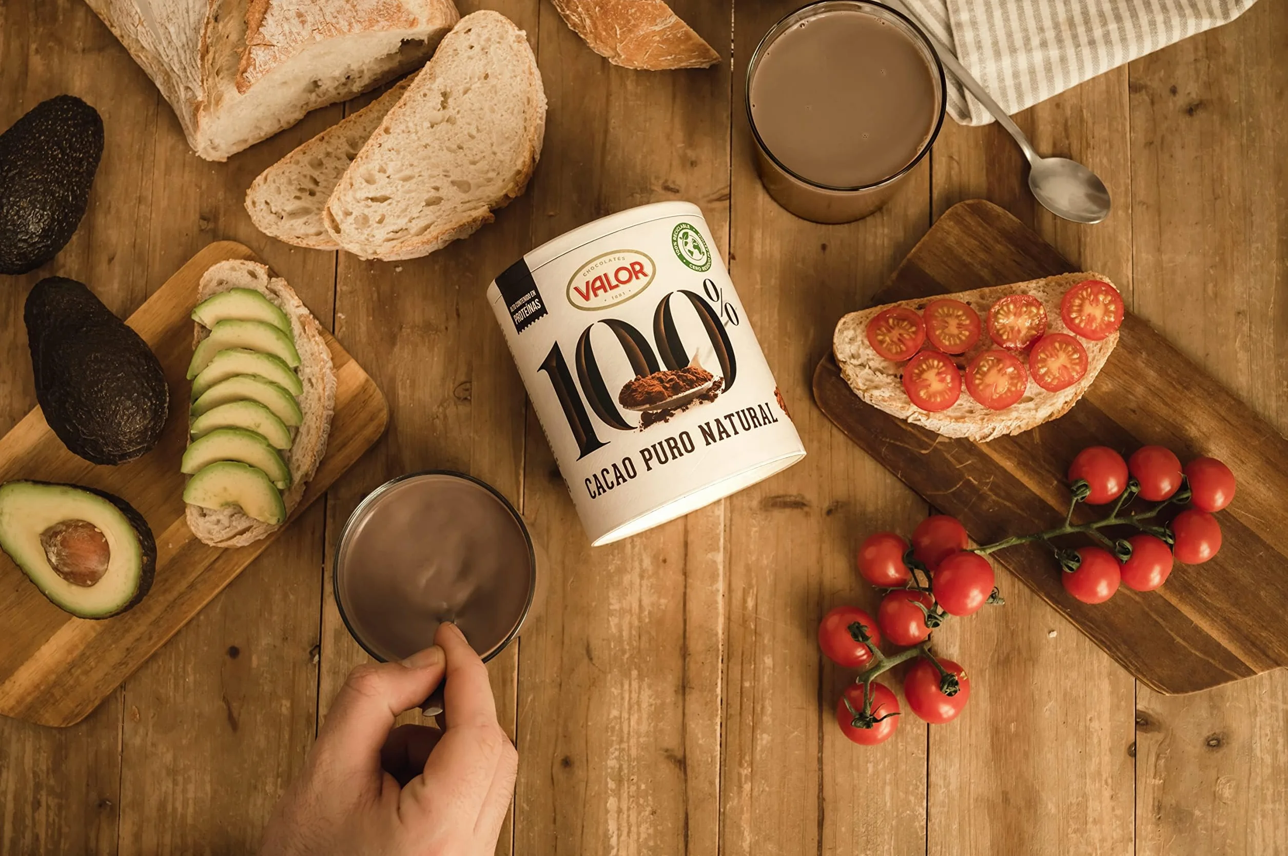 Valor Cacao puro natural 100% soluble en polvo sin azúcares añadidos sin gluten 250 Gramos