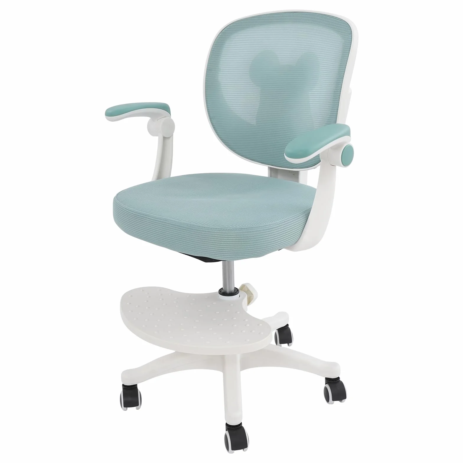 Silla de escritorio infantil, altura del asiento de 36 – 46 cm, altura regulable, silla de oficina con reposabrazos ajustables a 90°, silla de ordenador con ruedas, silla ligera, tela de malla