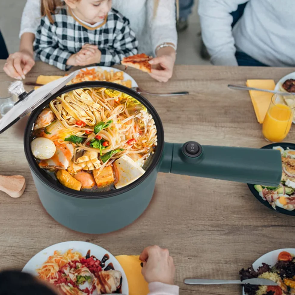 Olla caliente eléctrica 1.8L Multicooker con tapa para fideos, viaje