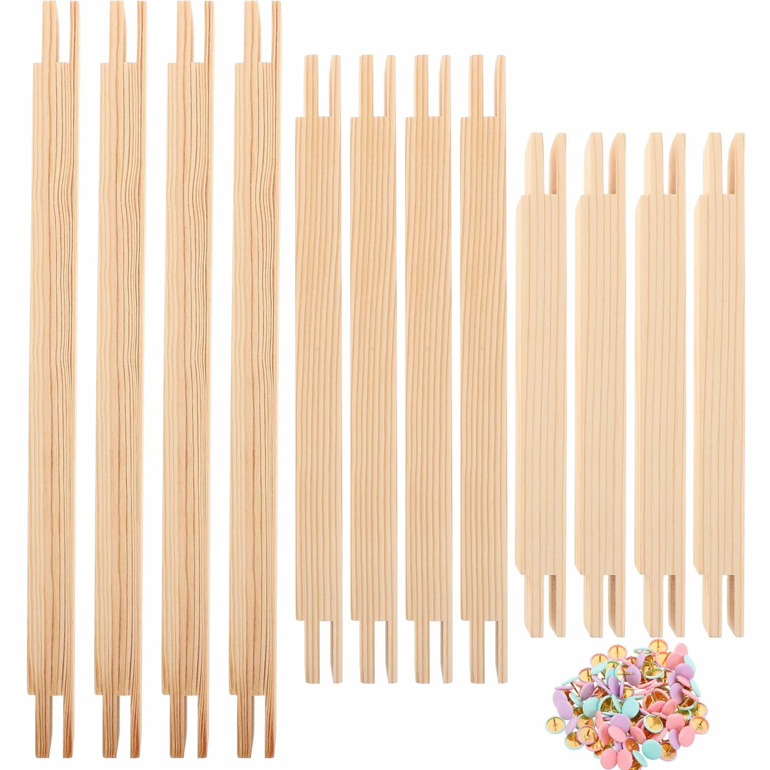TOMETURE 1 juego de bastidores para bordado - Bastidores de madera para lienzo en 3 tamaños con 100 tachuelas - Kit de bastidor de madera para tapicería, bordado y punto de cruz