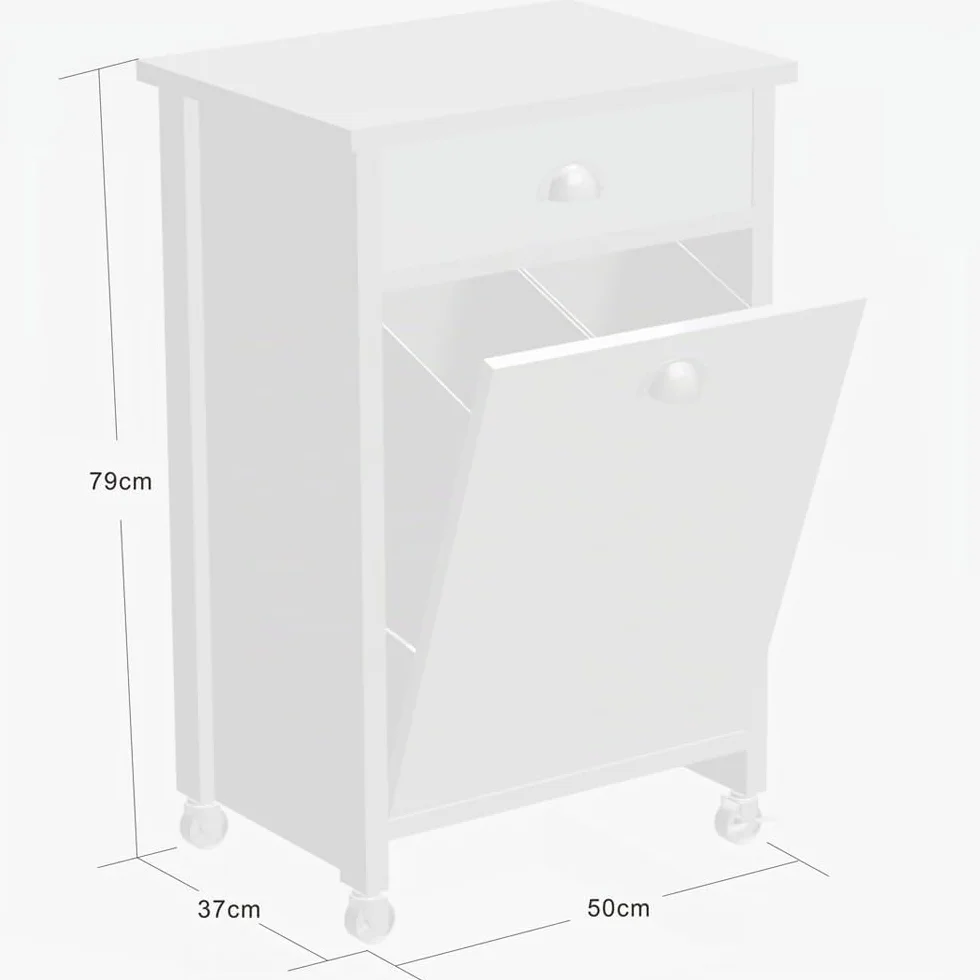 Kesper Carrito de Cocina con Sistema de separación de Basura, Material: Tablero de Fibra, plástico, Dimensiones: 50 x 79 x 37 cm, Color: Blanco, Gris | 25527 13