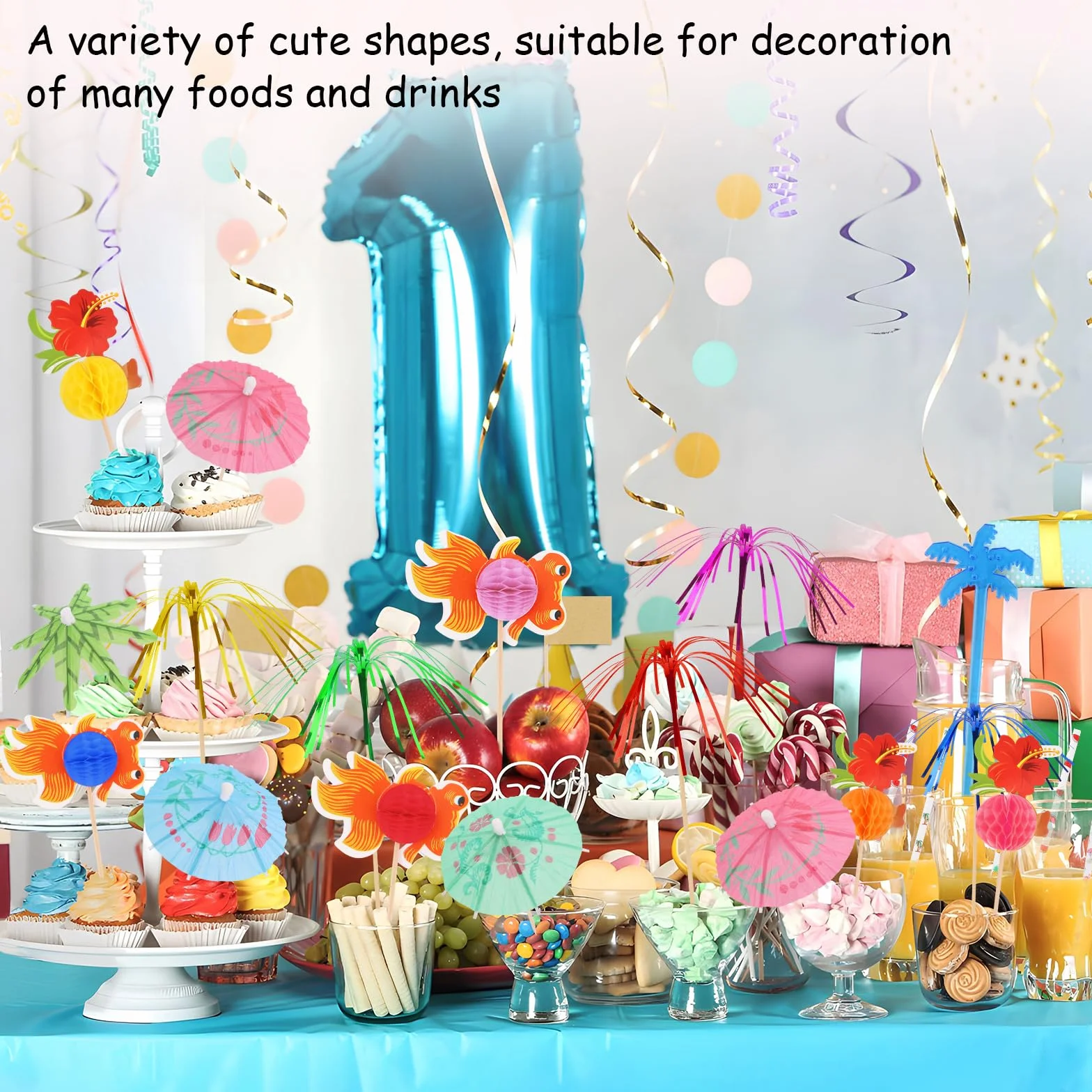 187 Piezas Paraguas de Cóctel Decoración para Bebidas y Pasteles