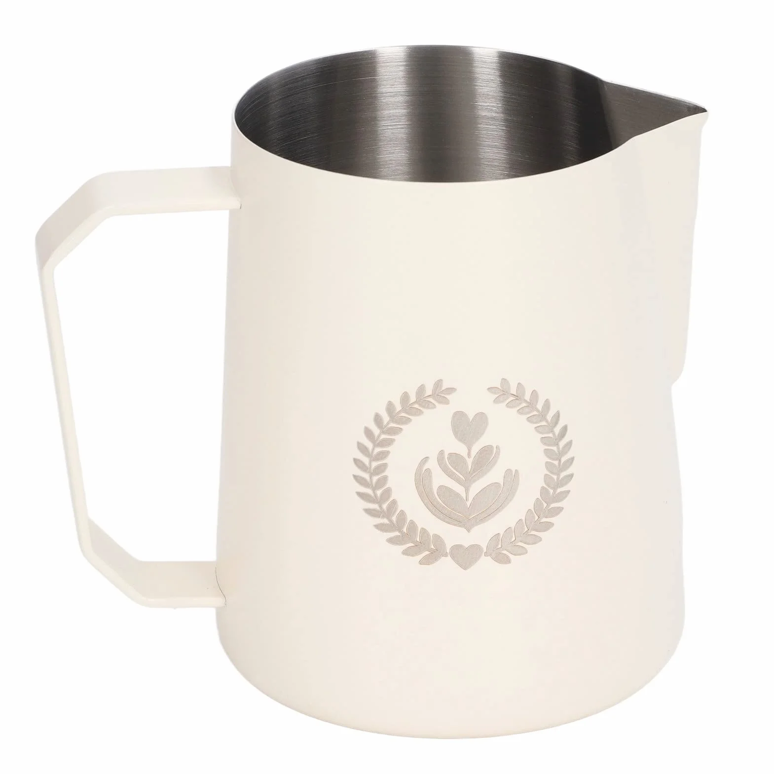 Jarra de espuma de leche de acero inoxidable para café, 450 ml (beige mate)