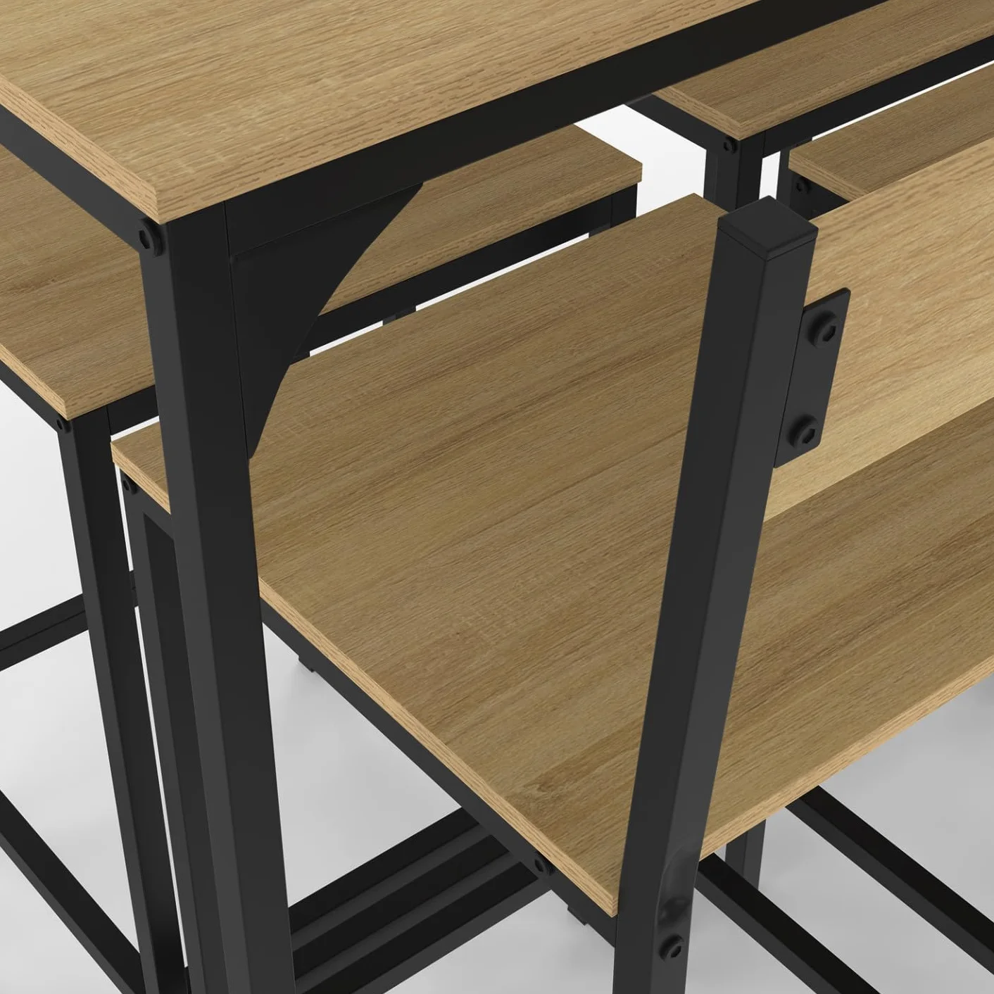 IDMarket – Conjunto de mesa alta de bar Detroit 150 cm y 6 sillas de bar diseño industrial