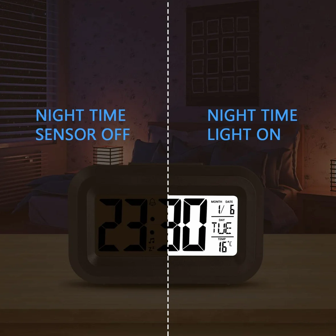 Vicloon Reloj Inteligente de Cabecera, Despertador Digital 12/24H con Retroiluminación LCD