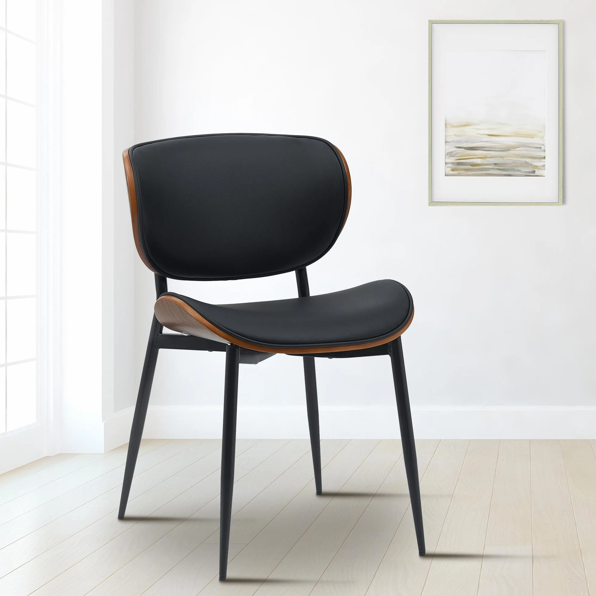 CLP Juego de 2 Sillas de Visita Enid con Respaldo y Tapizado - Sillón de Comedor Polipiel o Tela, Color Nuez/Negro