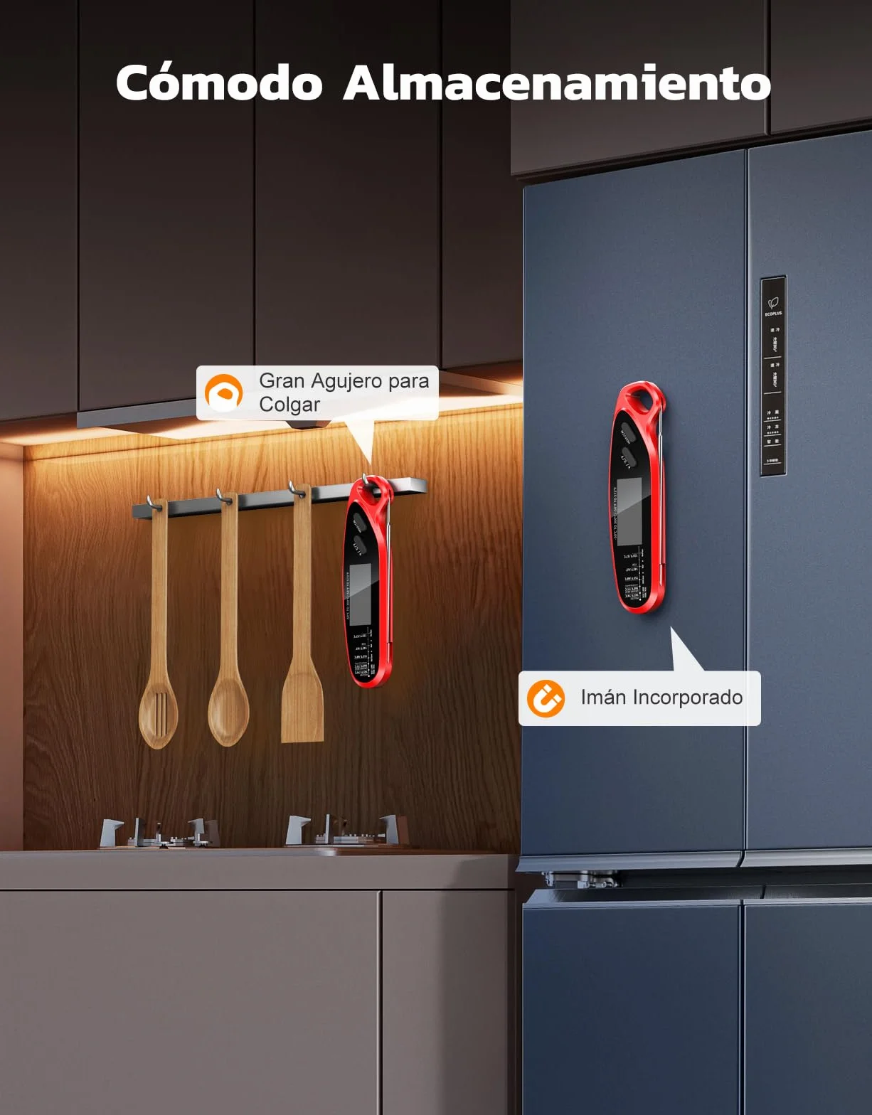 Babacom Termometro Cocina Digital Lectura Instantáneo, Meat Thermometer con 2 Sondas,Calibración y Pantalla Retroiluminada. Termómetro Carne Ideal Para Vino y Cerveza,Horno,Parrilla y Freidora de Aire
