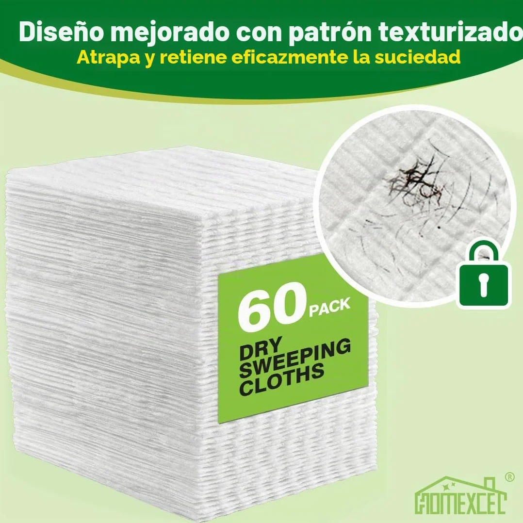 HOMEXCEL Almohadillas de Trapo de Barrido en seco compatibles con Swiffer Sweeper, Almohadillas Desechables para fregona y Limpieza de Suelos, 64 Unidades