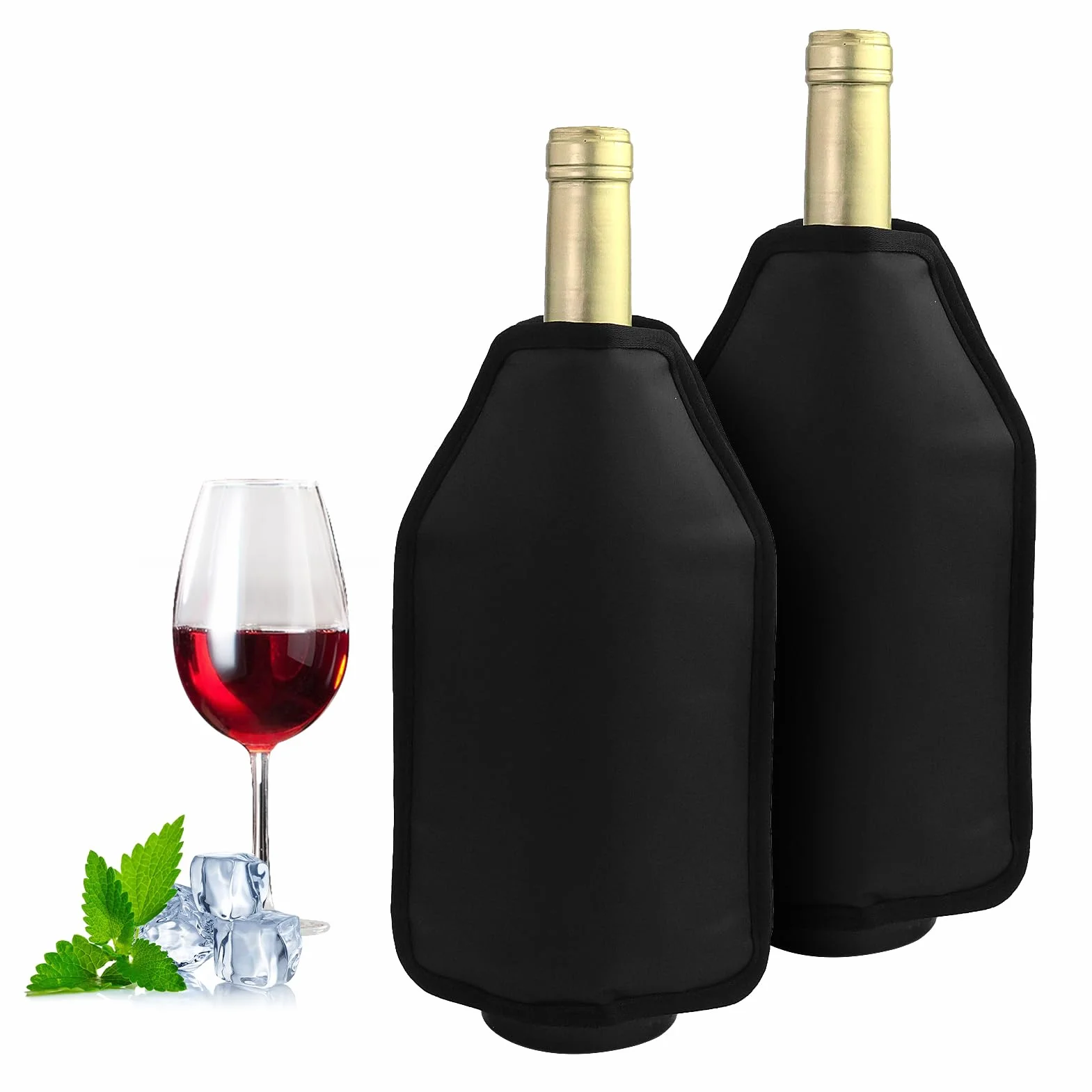 2 Piezas Enfriadora de Botella de Vino, Enfriador Rápido para Vino Cubierta Refrigeradora Wine Cooler de Gel Refrigerador Bolsa Enfriador para Vino Espumoso Champán Cerveza