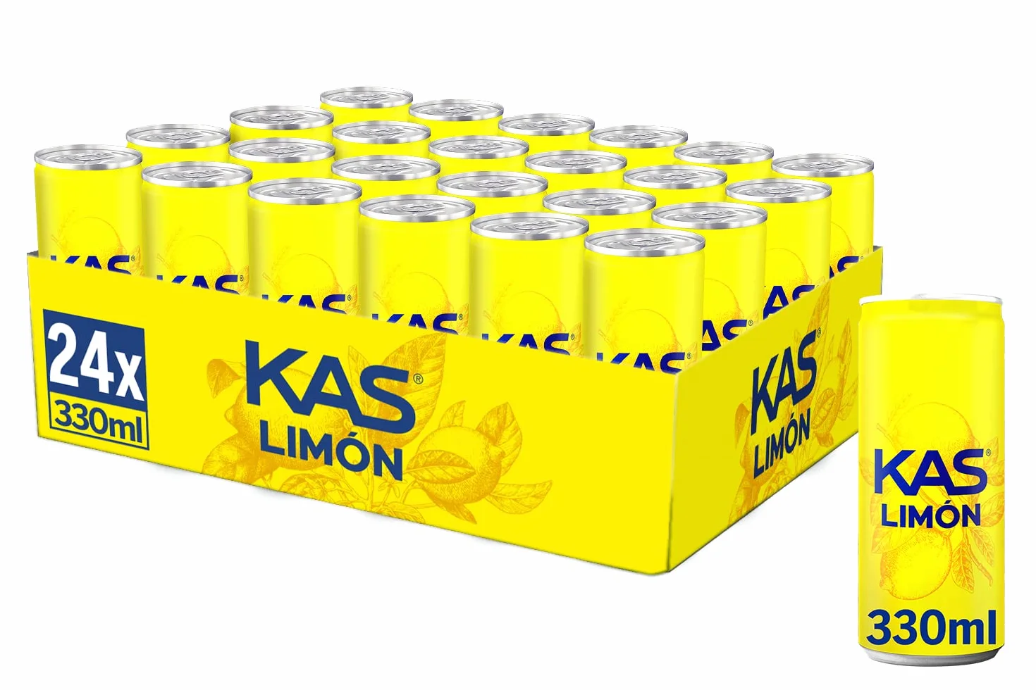 Kas limón Refresco con zumo de limón, pack de 24 latas de 330 ml