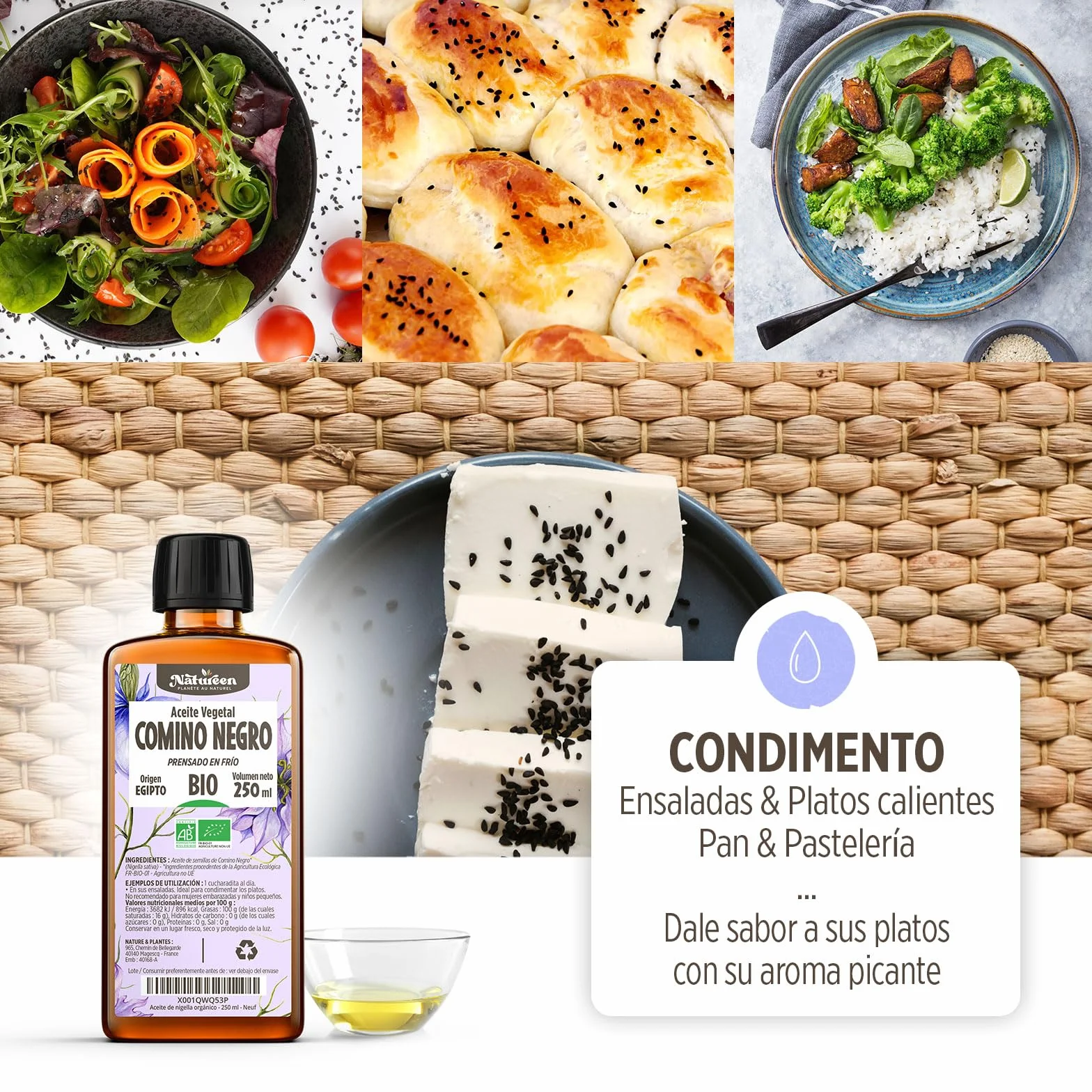 Aceite de Comino Negro Orgánico 150 ml - Nigella sativa - Prensado en Frío