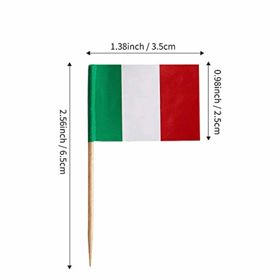 Palillos de dientes de Italia, 100 palillos decorativos, palillos para frutas, Día Nacional, bar, boda, Navidad, San Valentín, comida bebida, decoración para la comida