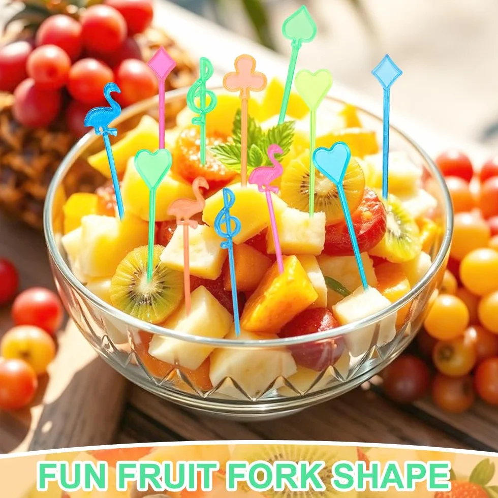 Palillos para Aperitivos de Plástico Multicolor 200 Piezas para Brochetas, Frutas y Tortas