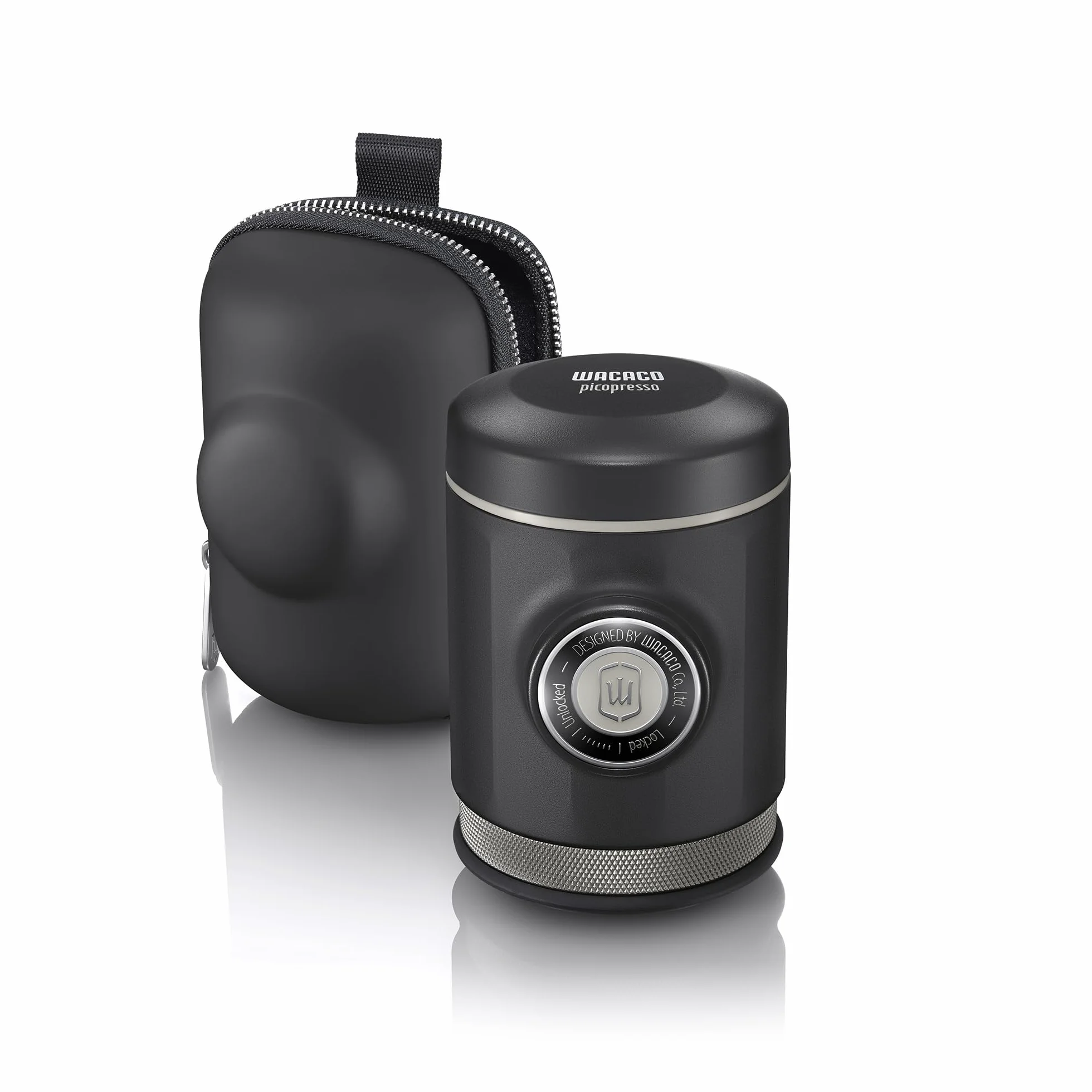 WACACO Picopresso Cafetera Espresso Portátil con Estuche Protector, Máquina de Café de Nivel Pro, Molienda Ultrafina Compatible, Cafetera de Viaje, Operada Manualmente