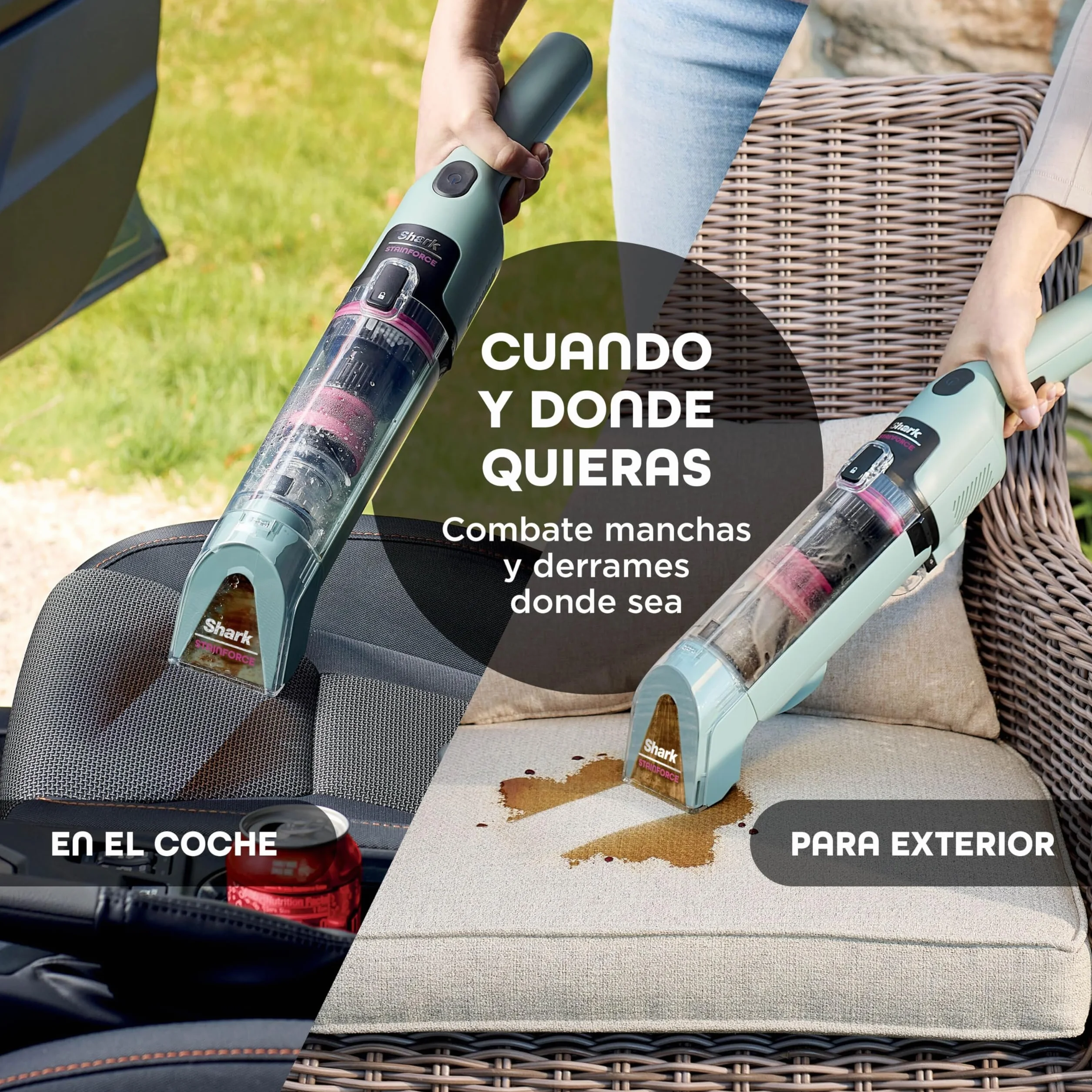 Shark StainForce Limpiador Portátil para Manchas y Olores - Limpieza de Alfombras, Tapicerías, Escaleras y Coches - Incluye Accesorios y 2 Soluciones de Limpieza - Cobre, HX100EUCP