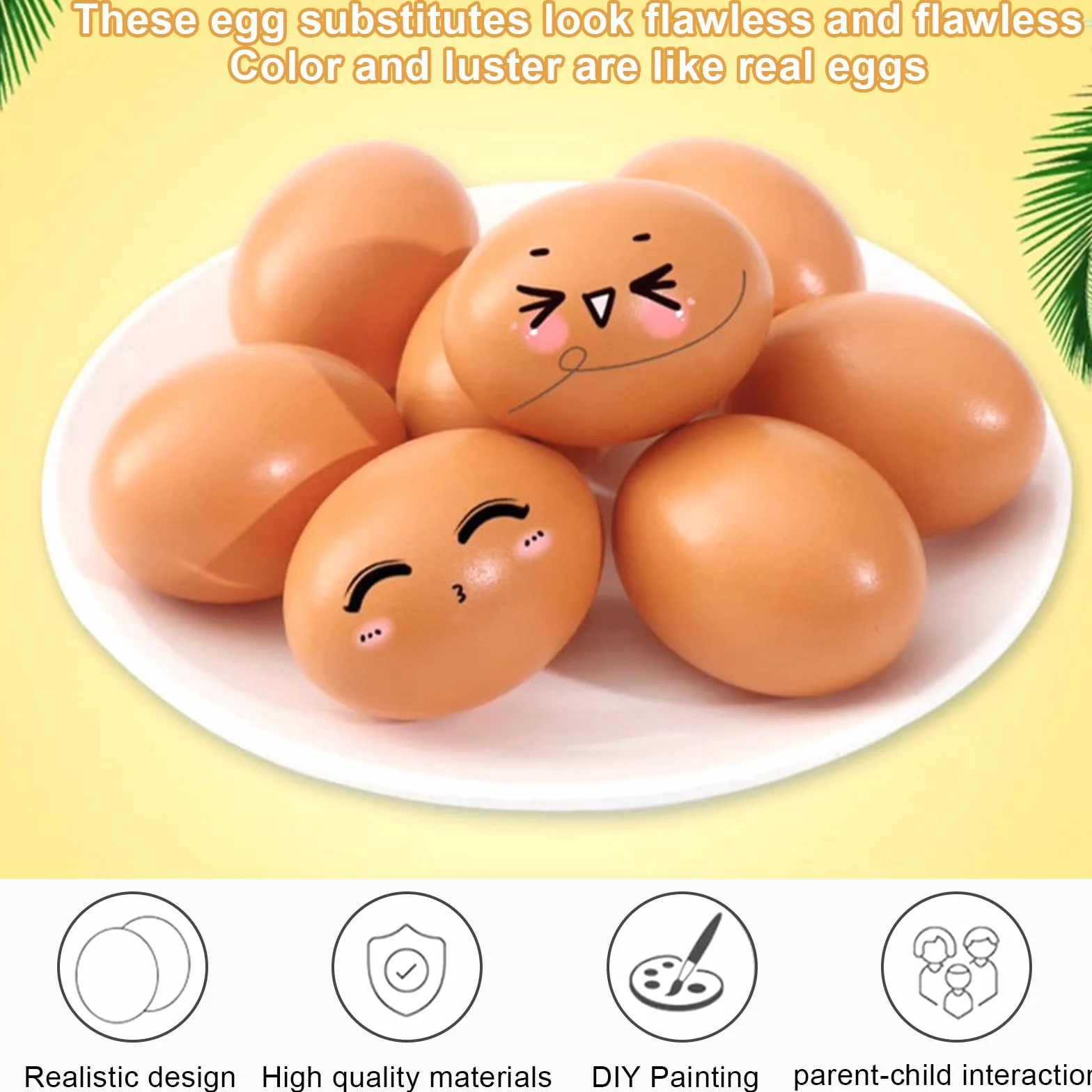 Huevos de Madera Falsos 6 Piezas, Huevos Artificiales para Gallinas Promueven la Puesta