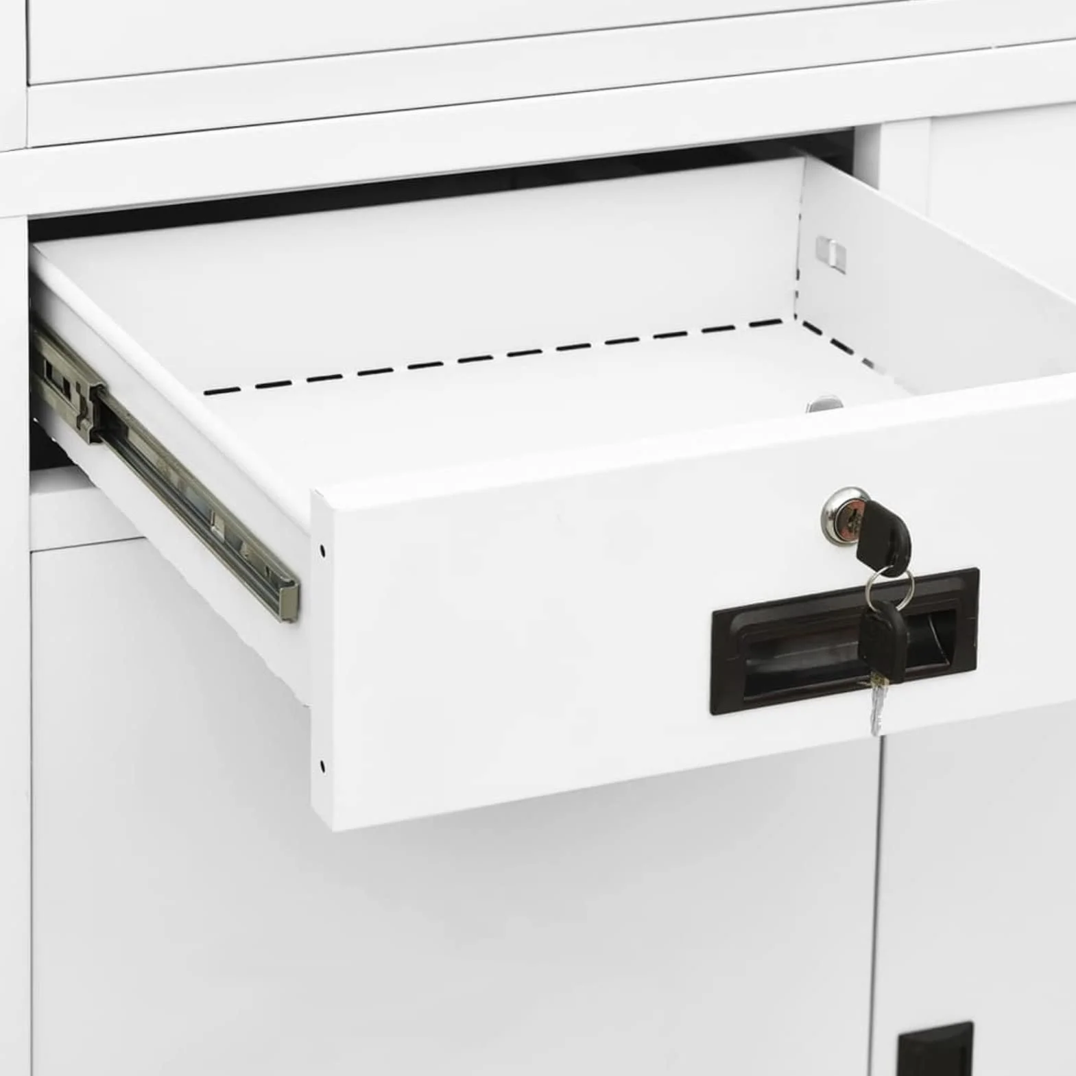 Armario Archivadores de Oficina Metalico con 3 Estantes Ajustables y 2 Cajones, Armarios de Almacenaje de Oficina, Archivadores de Acero Blanco 90x40x180 cm Type 3